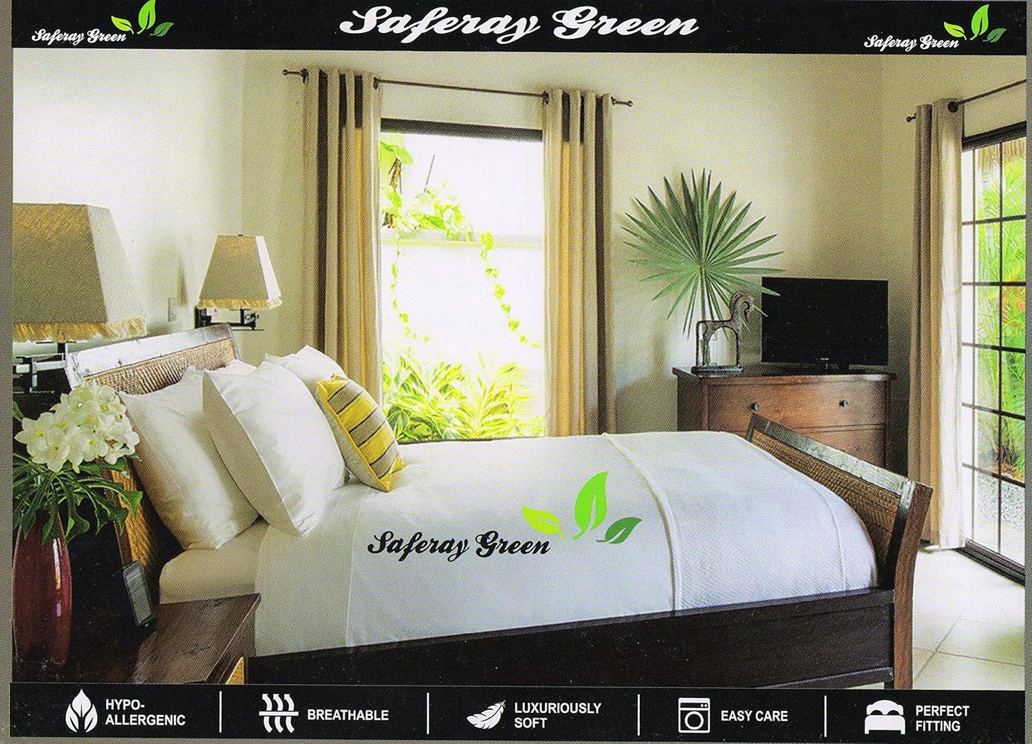 Saferay Green Hotel Luxury – Juego de funda de edredón de 3 piezas, 850 hilos, 100% algodón orgánico, colección de ropa de cama de gran tamaño,