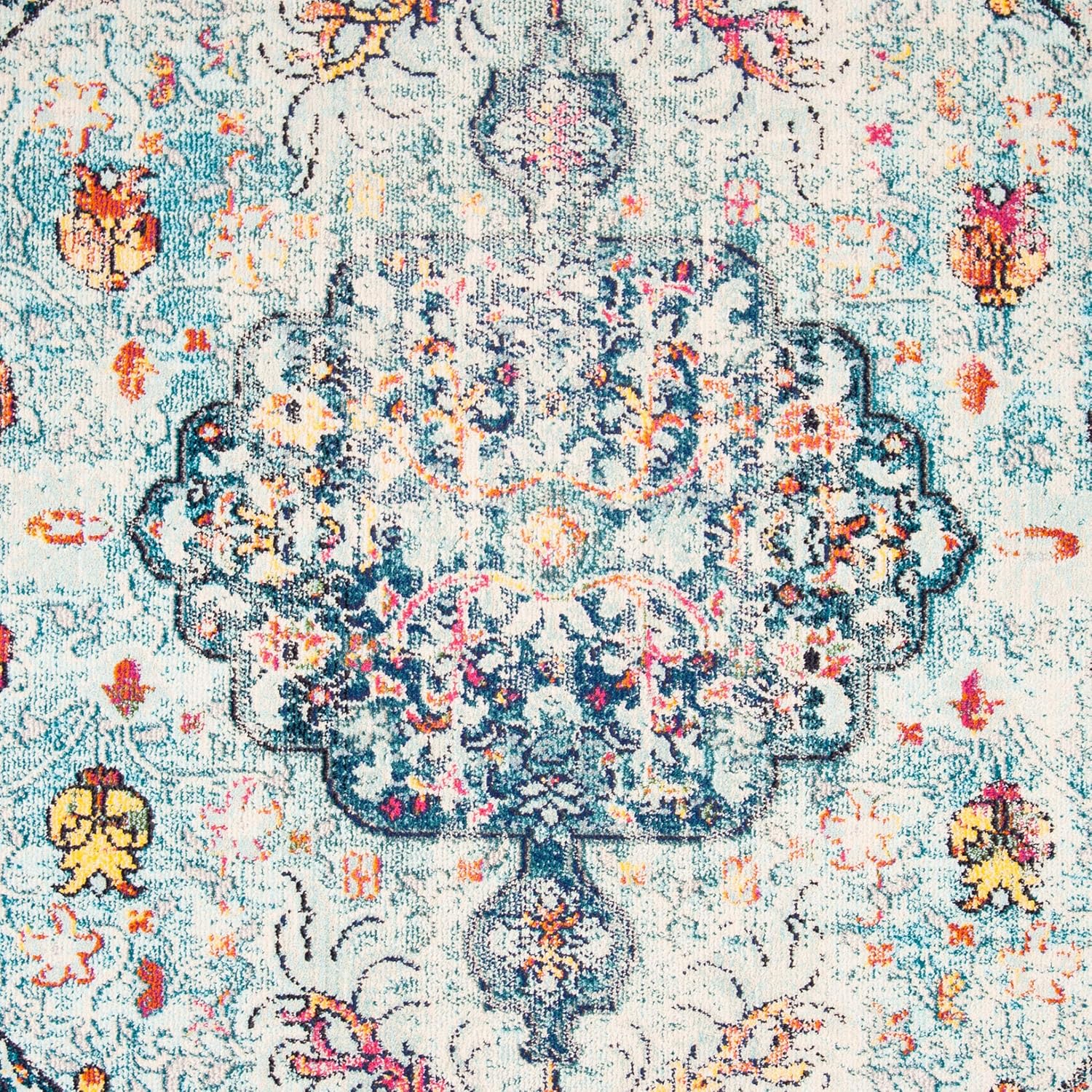 SAFAVIEH Colección Madison MAD447K – Tapete bohemio con medallón antiguo y elegante, no desprende pelusa, para sala, dormitorio, comedor, vestíbulo,
