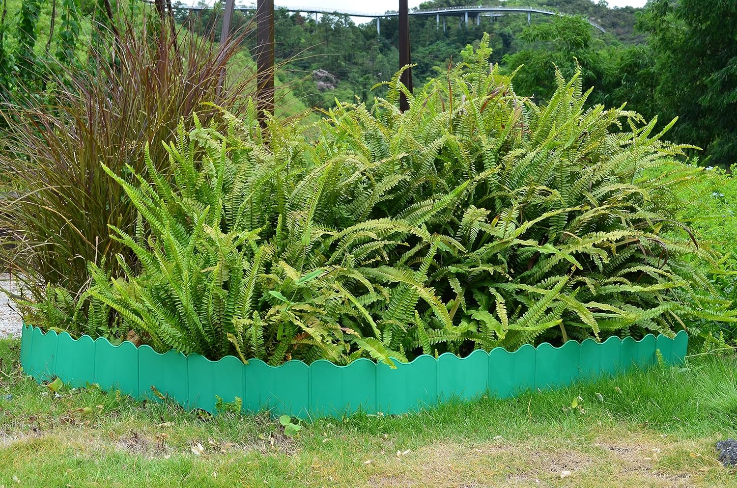 JULMAI Borde de jardín, 20 bordes entrelazados de 6 x 6 pulgadas, borde de plástico para valla de jardín, flexible sin excavación para paisajismo,
