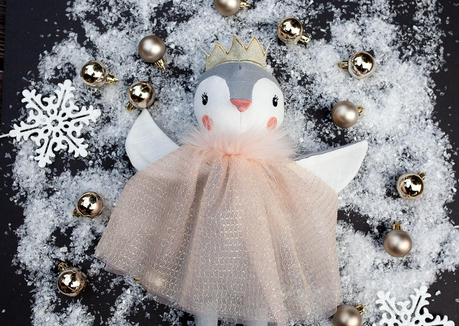 MON AMI Muñeca de princesa pingüino con tul rosa, 18 pulgadas, muñeca de animal de felpa suave, uso como juguete o decoración de habitación, gran