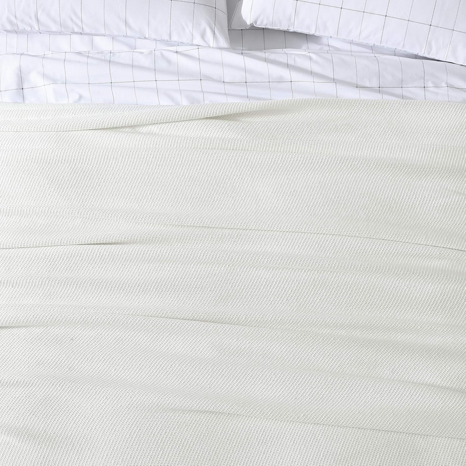 Eddie Bauer – Manta Queen, ropa de cama acogedora de algodón, decoración del hogar para todas las estaciones (Windy Ridge White, Queen)