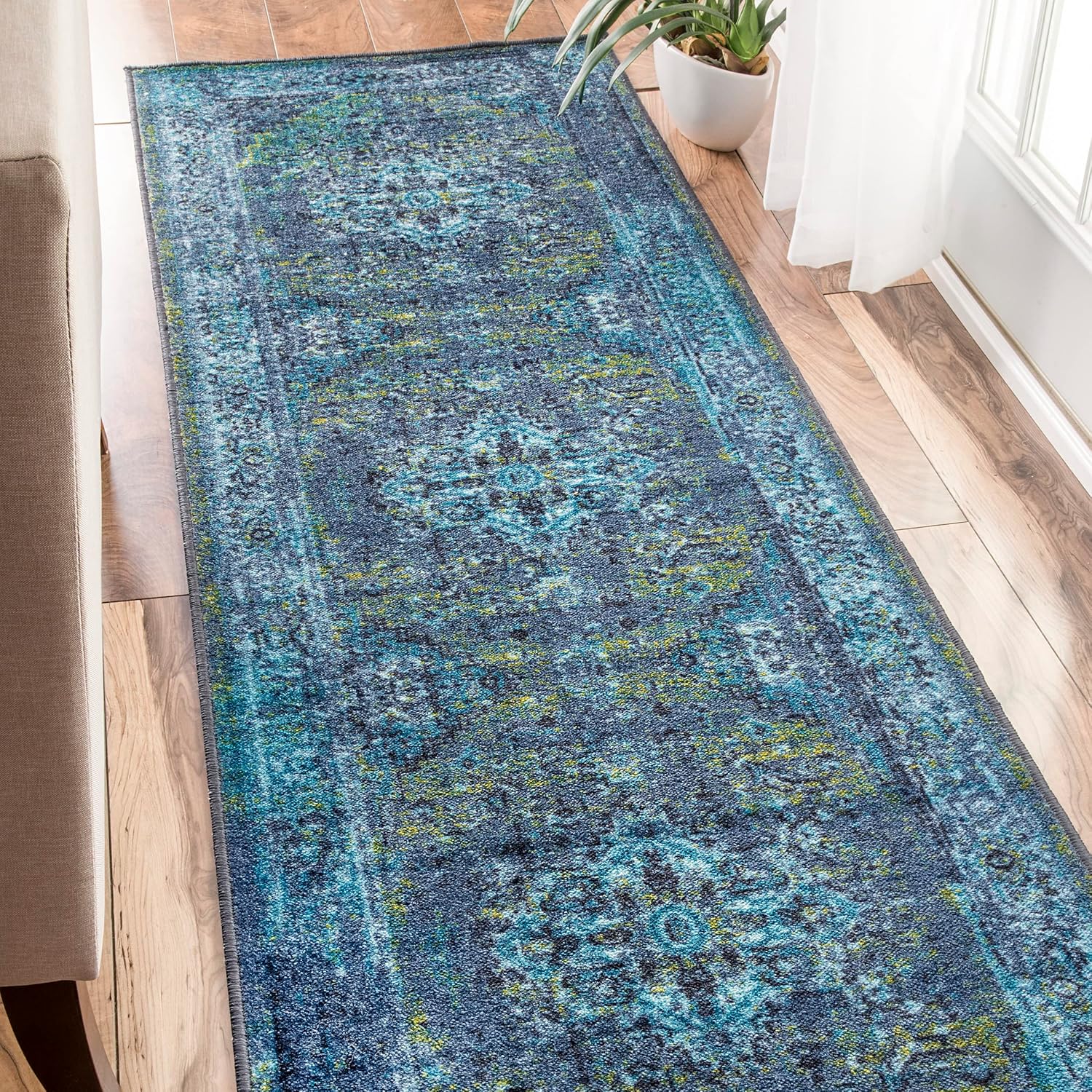 nuLOOM Reiko – Alfombra persa de estilo clásico, Tela, Azul