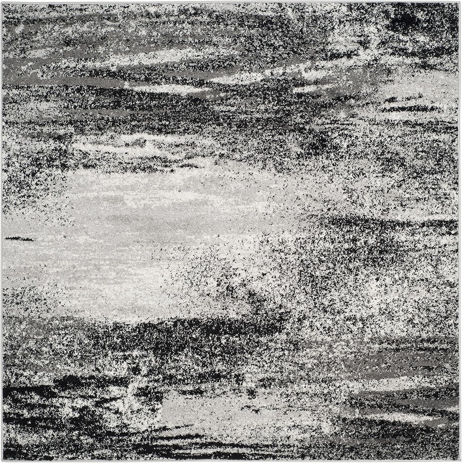 SAFAVIEH, colección Adirondack – Alfombra cuadrada de 3 pies, plateadamulticolor, moderna y abstracta, no desprende pelo, para sala de estar,