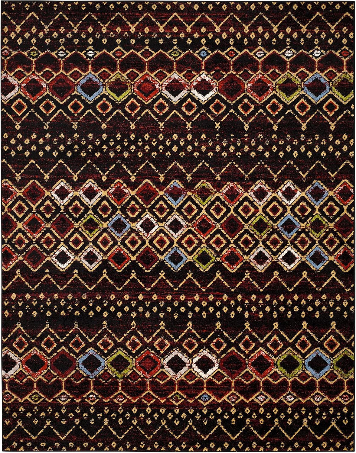 SAFAVIEH Amsterdam Collection AMS108P – Alfombra marroquí bohemia, que no desprende pelusa, para sala de estar, dormitorio, comedor, oficina en