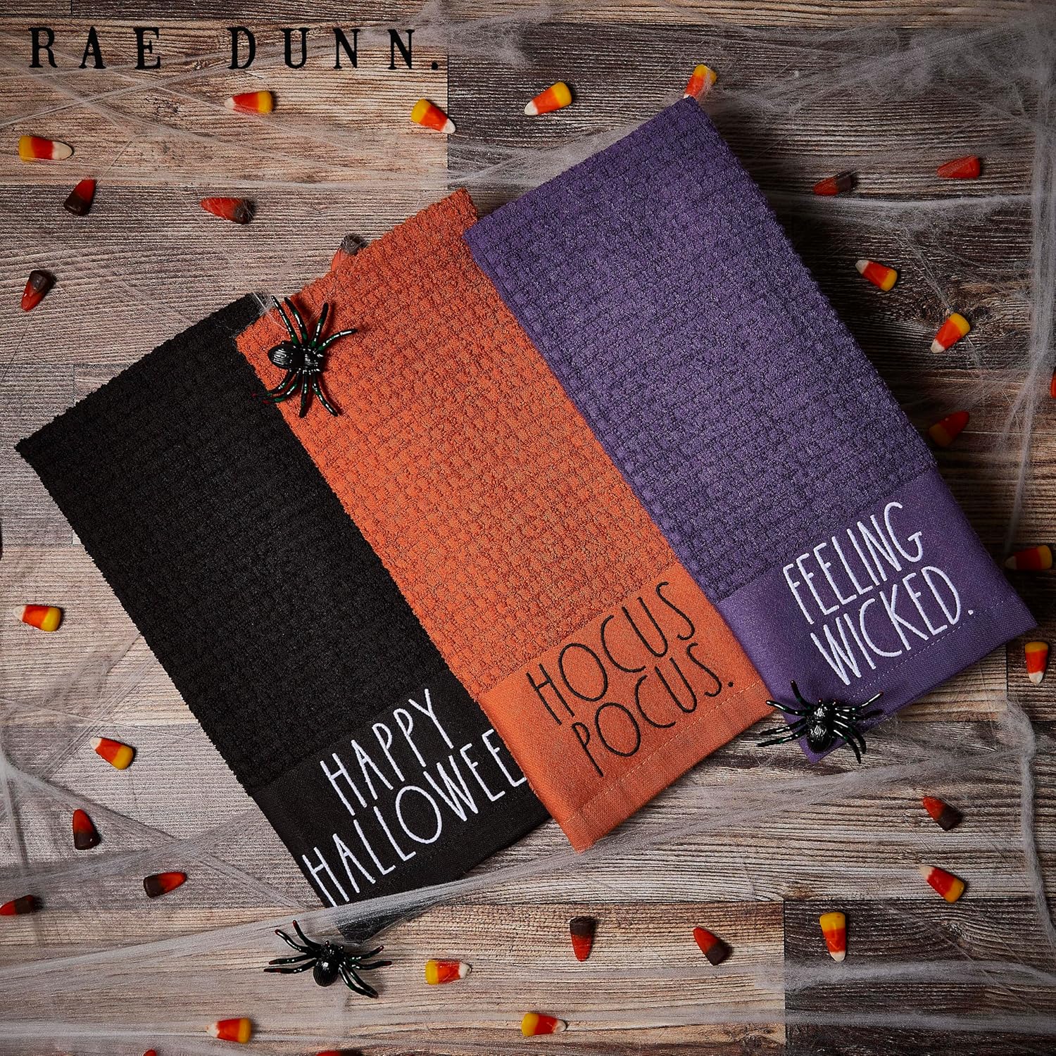 Rae Dunn Toallas de mano, toalla de cocina decorativa bordada para la cocina y el baño, 100% algodón, altamente absorbente, paquete de 3, 16 x 26