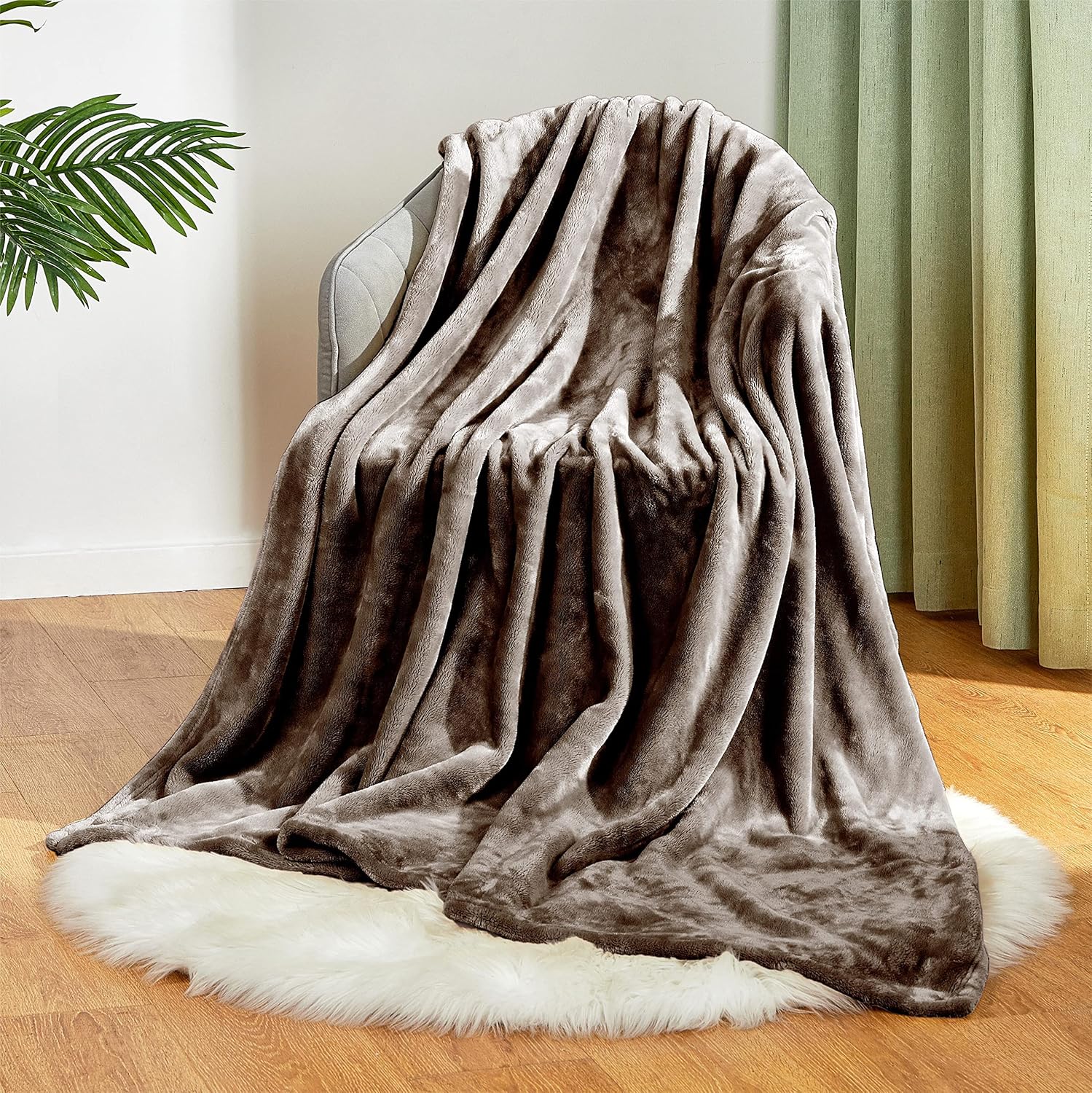 Manta de franela de felpa, acogedora, cálida y cómoda, suave manta de vellón para otoño, para sofá, silla, cama, campamento, viajes, tamaño King
