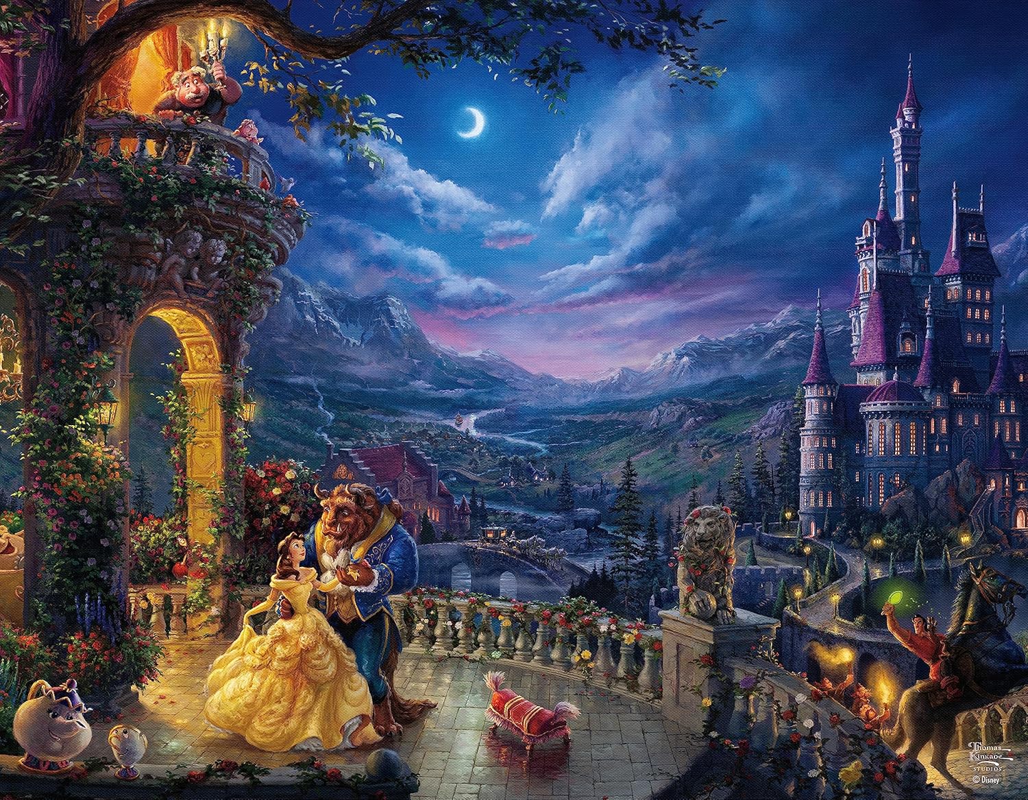 Ceaco – Paquete múltiple 4 en 1 – Disney – Thomas Kinkade – (4) rompecabezas de 500 piezas