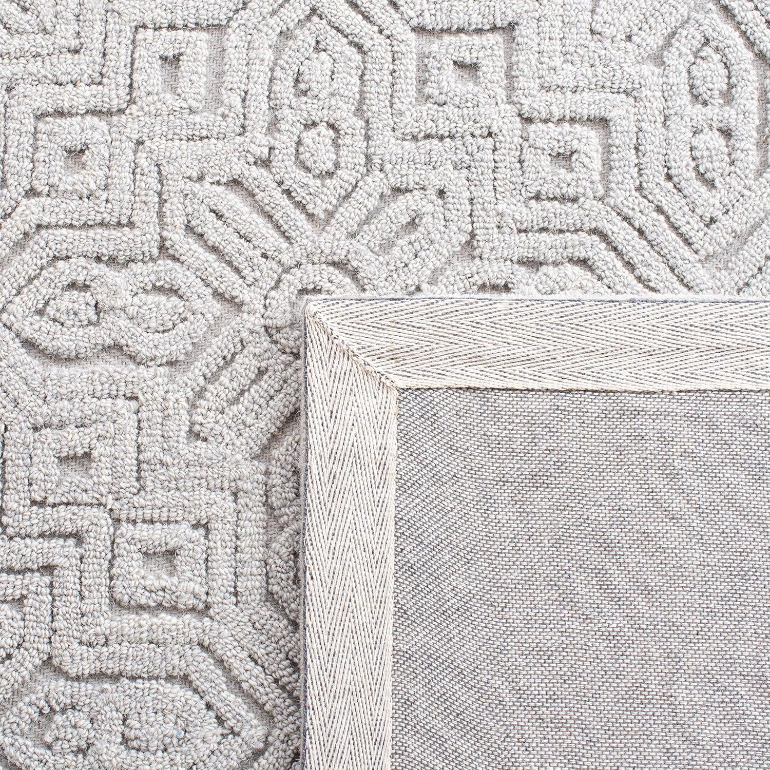 SAFAVIEH Textural Collection – Alfombra de área de 5 x 8 pies, color plateado, hecho a mano, ideal para zonas de alto tráfico en sala de estar,