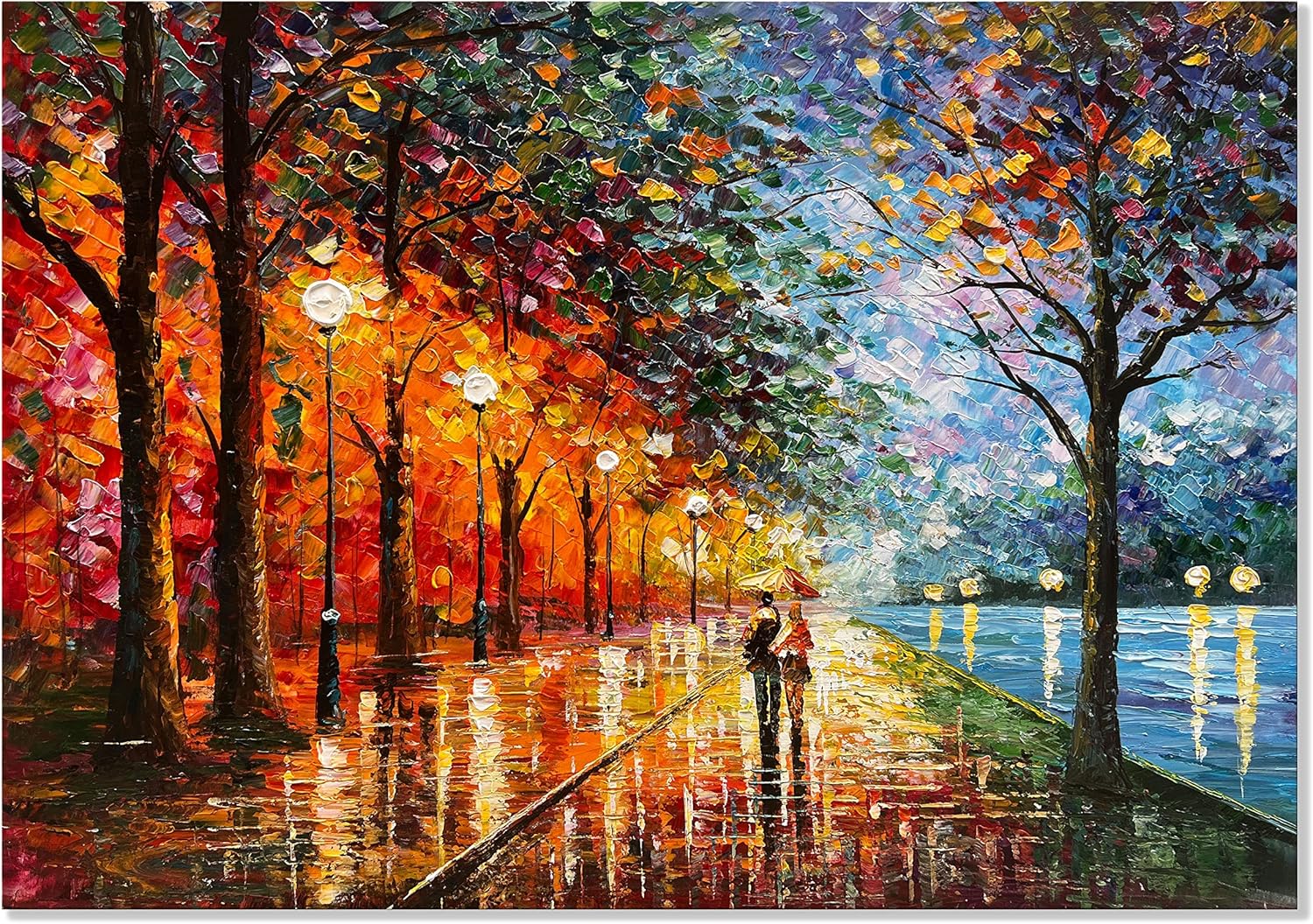 Alenoss Pinturas abstractas en lienzo 3D modernas al óleo sobre lienzo de 28 x 40 pulgadas, arte de pared colorido contemporáneo para parejas, arte