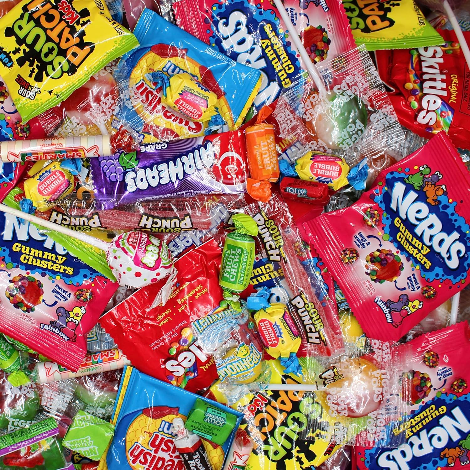 Paquete variado de caramelos a granel  Caramelos de 2 libras  Caramelos a granel envueltos individualmente, Sour Patch Kid, paletas, salvavidas,