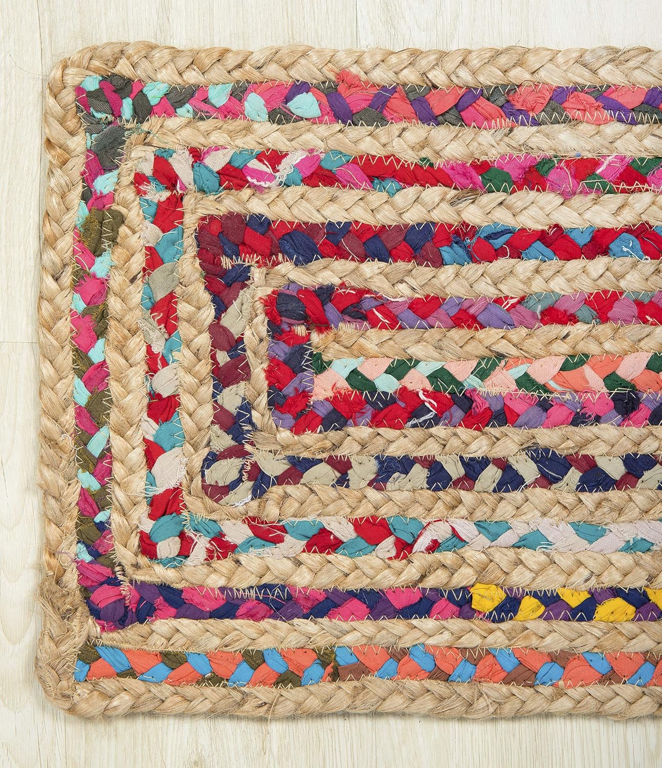 Camino de mesa de yute natural, alfombra rectangular tejida a mano de larga duración, hecha de material de yute para entradas de puertas interiores