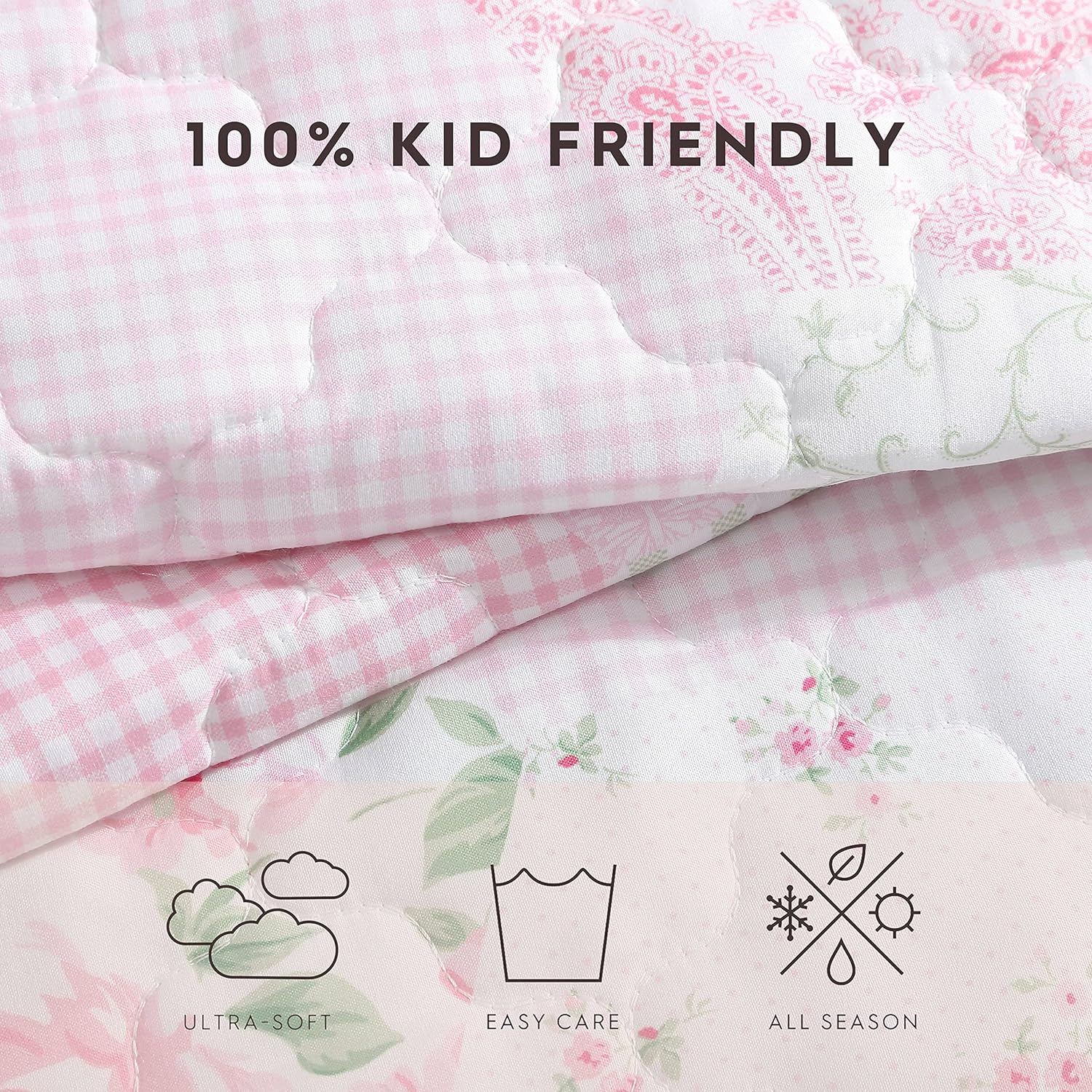 Laura Ashley Juego de edredón para niños, tamaño individual, ropa de cama reversible para niños con fundas a juego, ideal para juego de ropa de cama