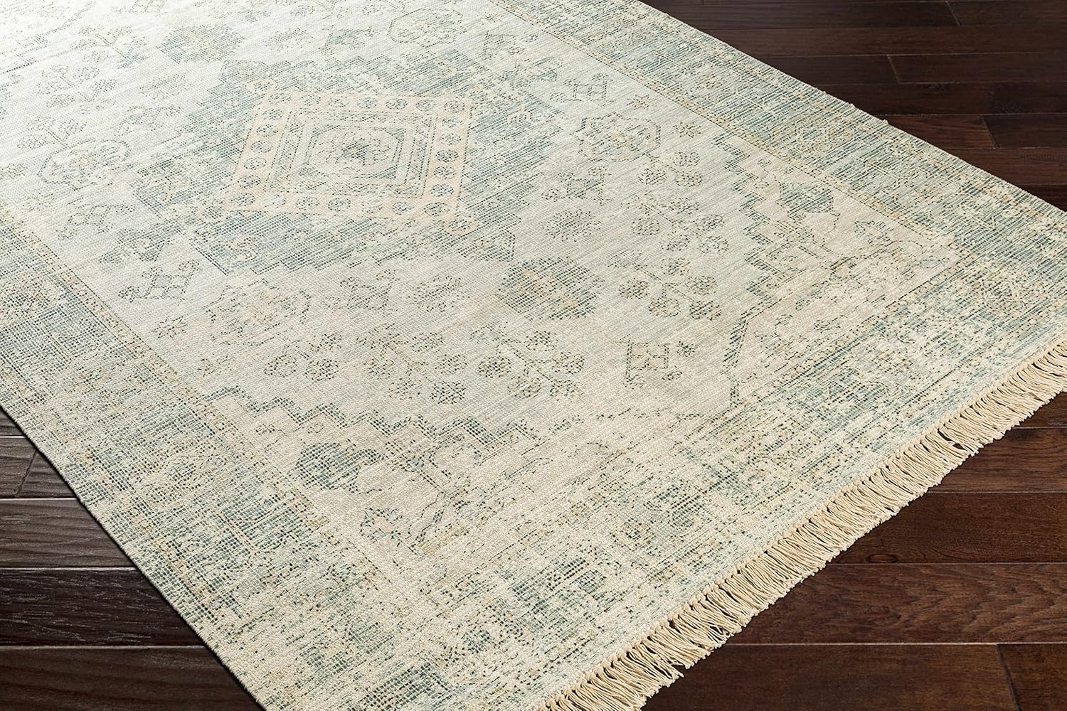 Hauteloom Undy – Alfombra tejida a mano, tradicional, vintage, para sala de estar y dormitorio, de algodón, sin pilas, diseño de medallón persa