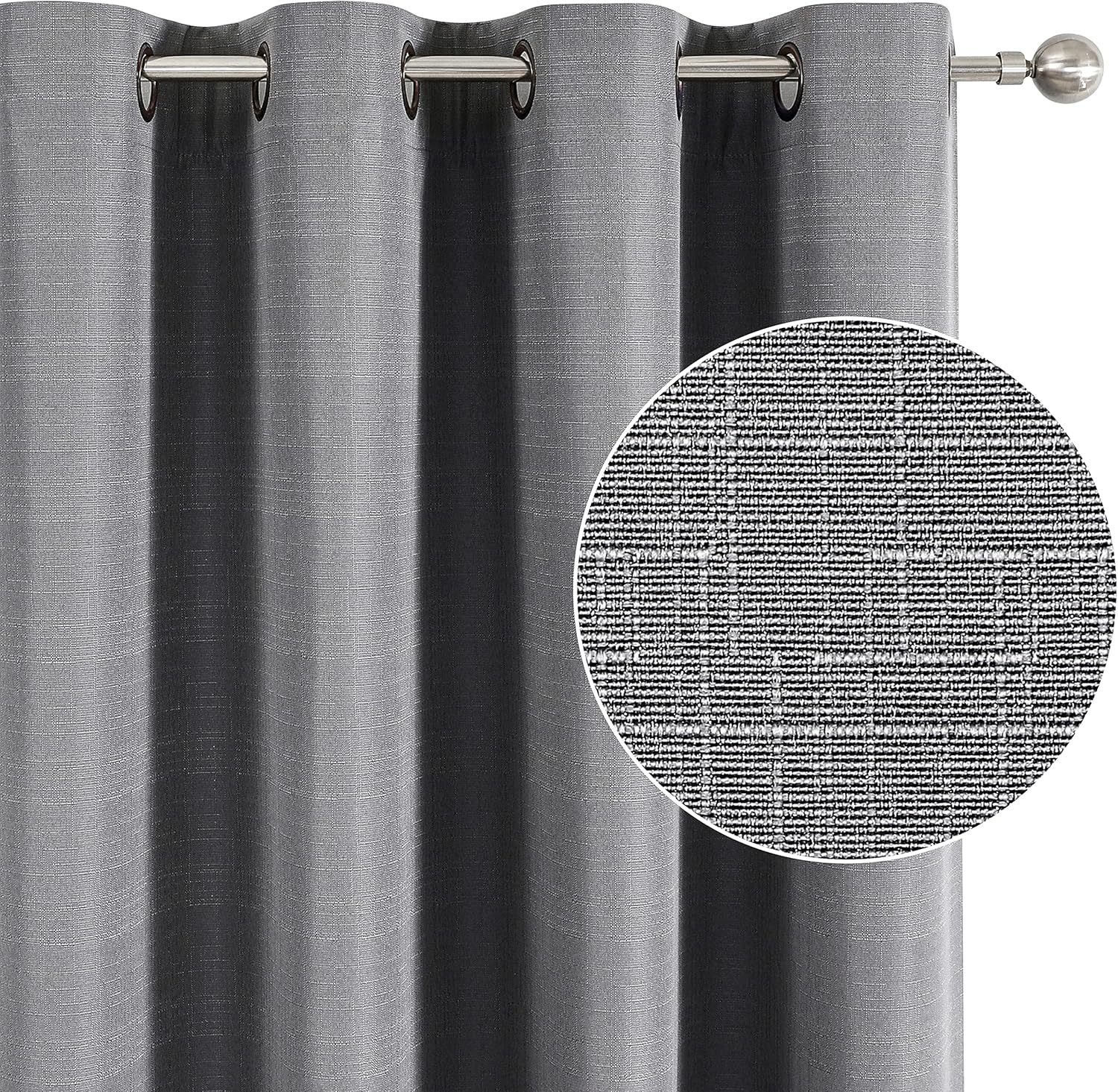 Cortinas 100% opacas con textura de lino para dormitoriosala de estar, cortinas de tratamiento de ventanas de ahorro de energía, tela de arpillera