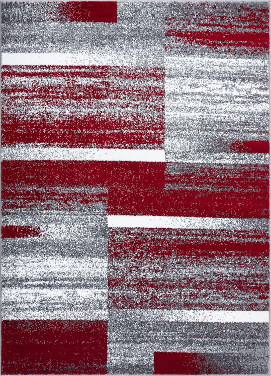 LUXE WEAVERS Lagos Collection 9248 – Alfombra geométrica Art Deco roja de 5 x 7 pulgadas