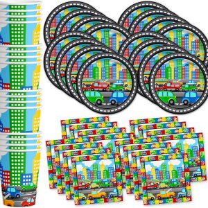 Suministros para fiestas de cumpleaños de autos y camiones, suministros de cumpleaños para niños pequeños, suministros de cumpleaños para niños Suministros para fiestas de cumpleaños de autos y camiones, suministros de cumpleaños para niños pequeños, suministros de cumpleaños para niños