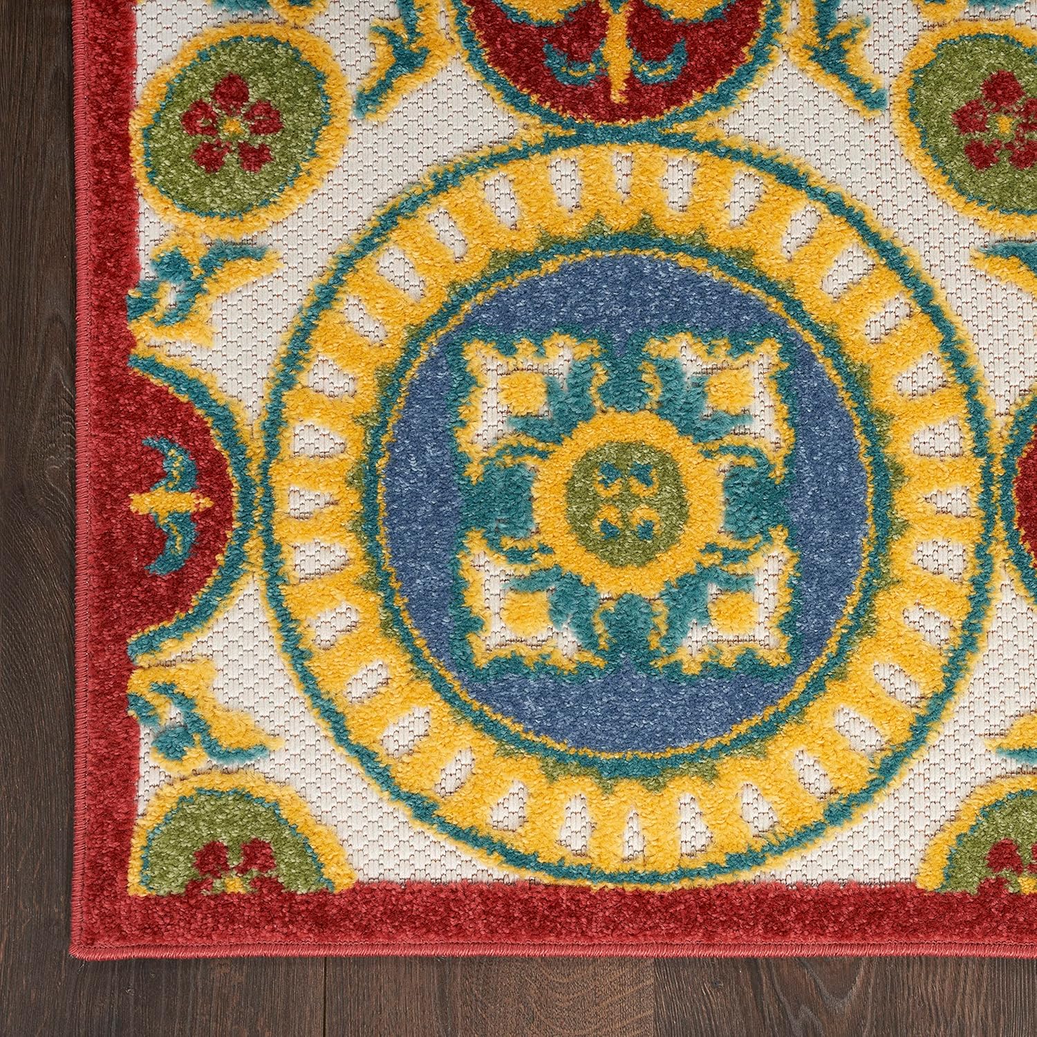 Nourison Aloha – Alfombra de área para interiores y exteriores, 3 pies 6 pulgadas x 5 pies 6 pulgadas, fácil limpieza, no se desprende, para