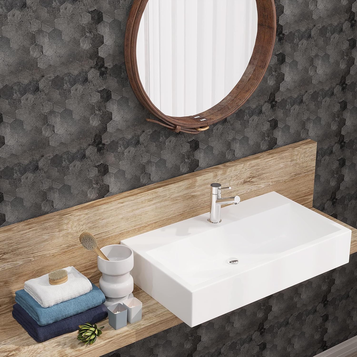 Avant Decor  8 azulejos  Azulejos hexagonales pequeños compuestos de piedra  Azulejos de cocina para despegar y pegar  Azulejos de pared para pegar