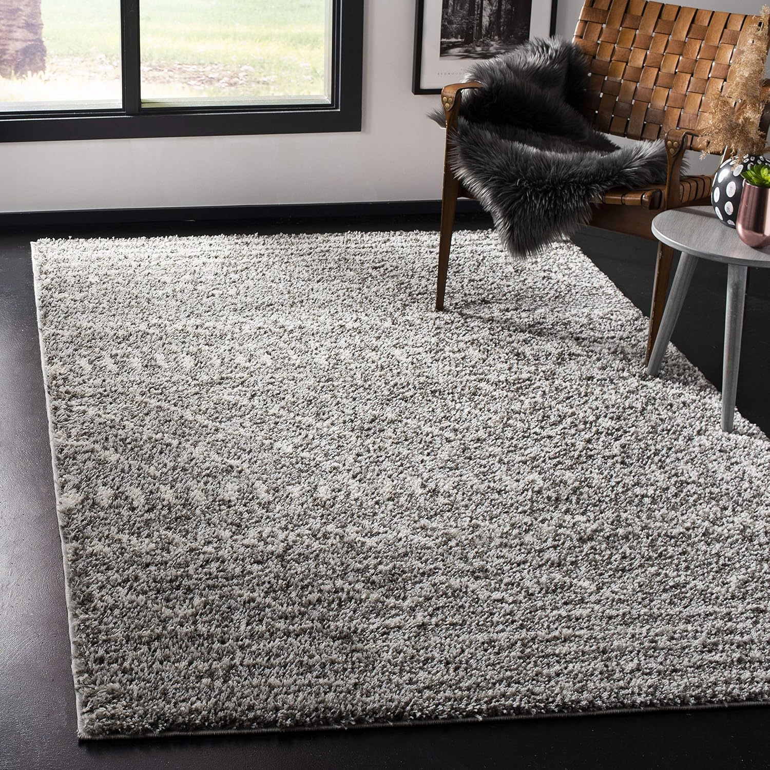 SAFAVIEH Colección Arizona Shag – Alfombra de área cuadrada de 3, 1.6 de grosor, suave, no desprende pelusa, para sala, comedor, habitación o