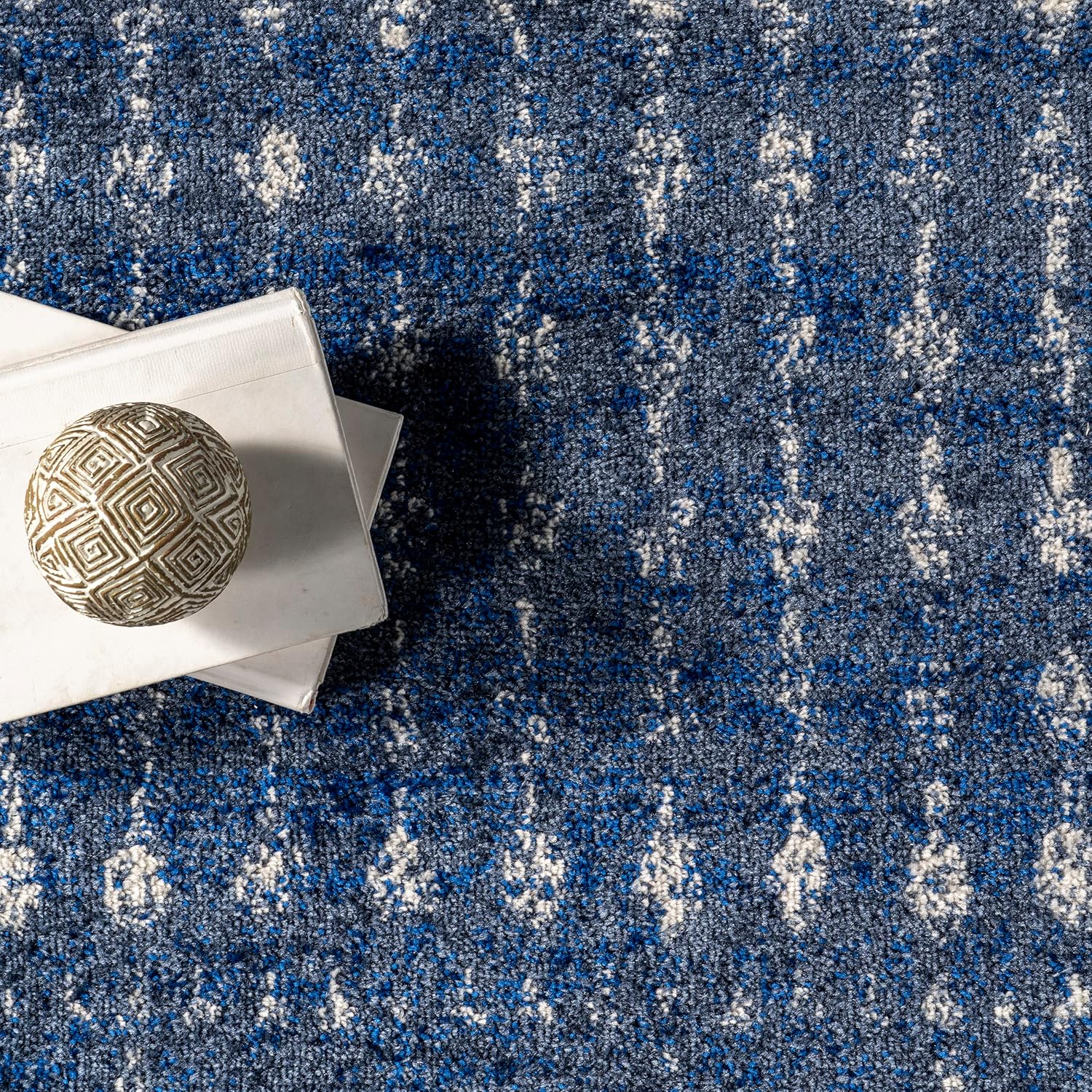 nuLOOM – Alfombra marroquí Blythe Accent, 61 x 91 cm, rectangular, azul oscuro, 0.9 cm de grosor