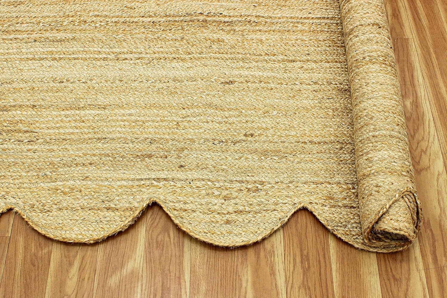 Kilim Runner – Alfombra de pasillo de yute festoneada de 2.6 x 4 pulgadas, patrón sólido, color beige, tejido plano, grueso, 0.27 pulgadas, trenzado