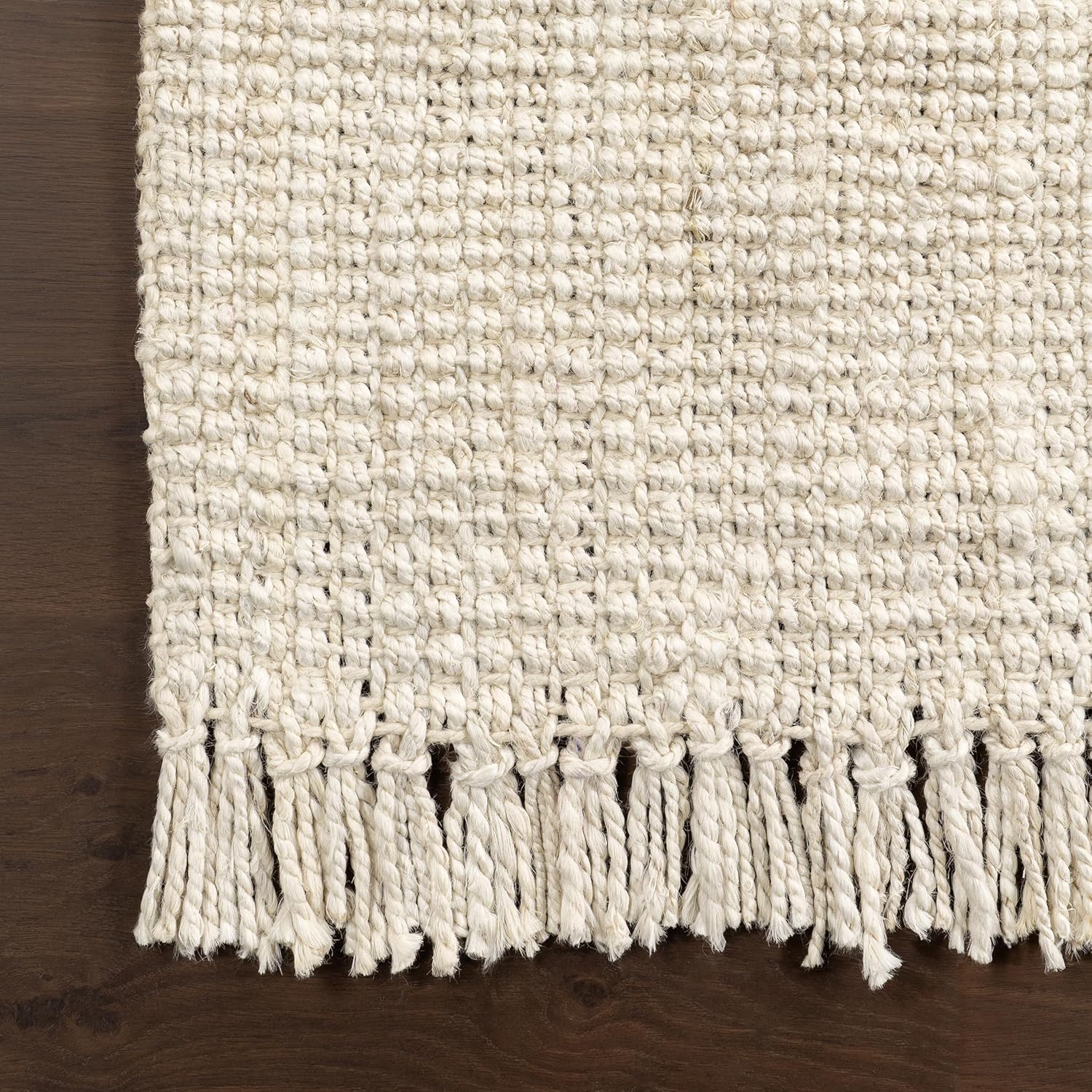 nuLOOM – Alfombra gruesa de yute Daniela Farmhouse, redonda, de 8 pies, color blanco hueso
