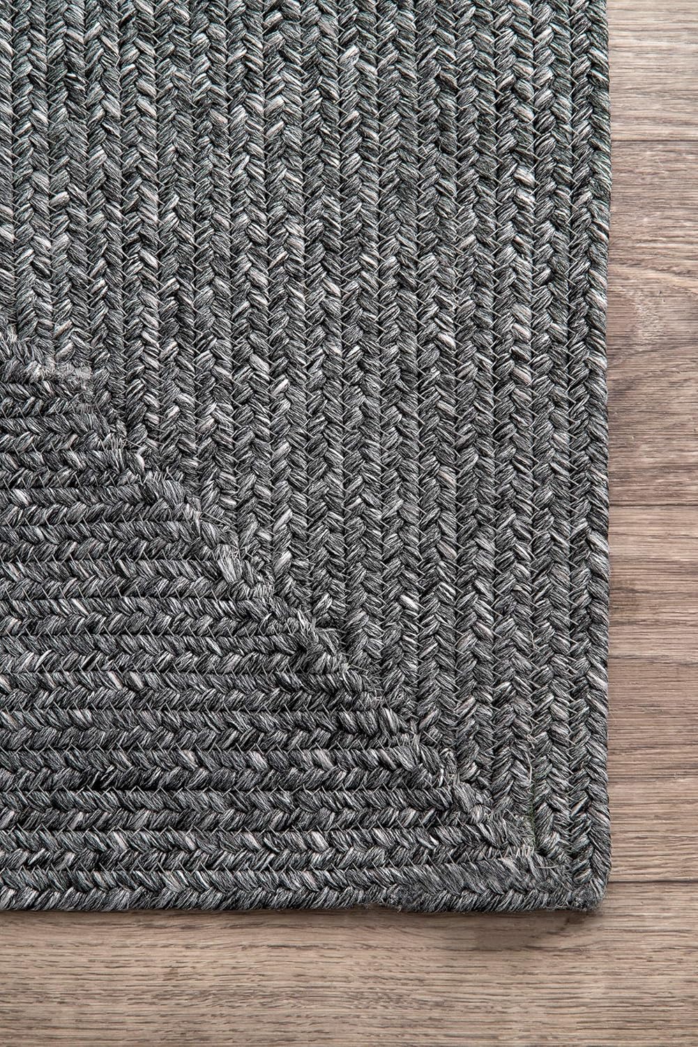 nuLOOM Wynn – Alfombra de área trenzada para interiores y exteriores, 5 x 8pies, carbón