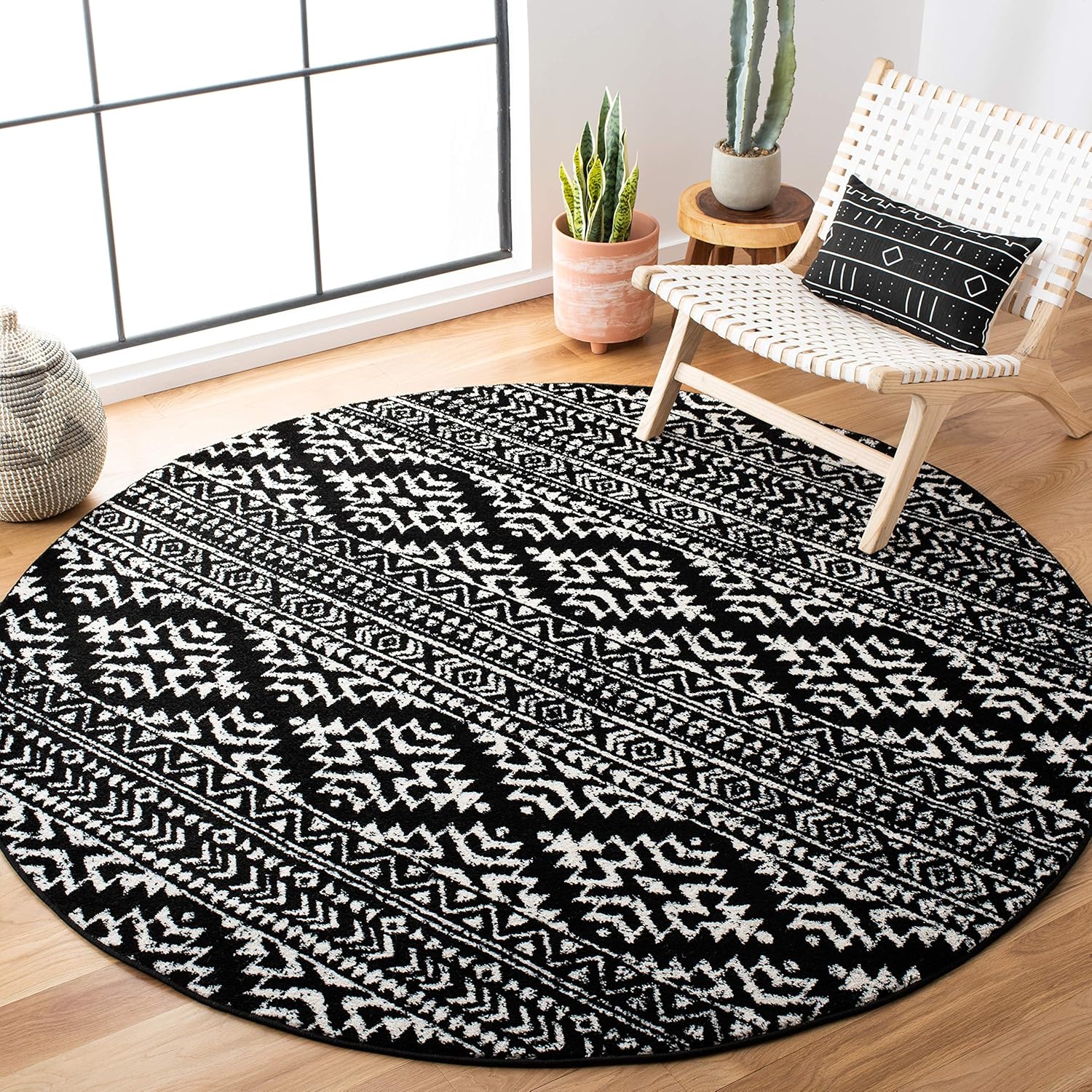 SAFAVIEH – Tapete de estilo marroquí bohemio con diseño tribal de la colección Tulum para colocar en comedor, recibidor, vestíbulo, sala de estar o