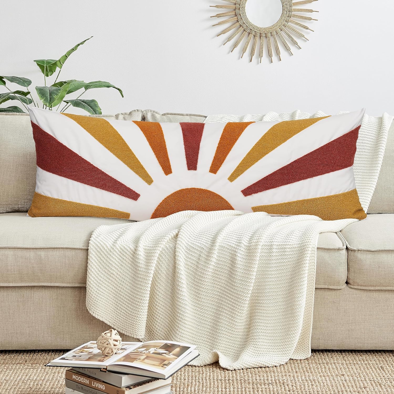Sweet Jojo Designs Funda de almohada corporal unisex de estilo bohemio desgastado chic con diseño de sol y niña, funda de almohada decorativa para