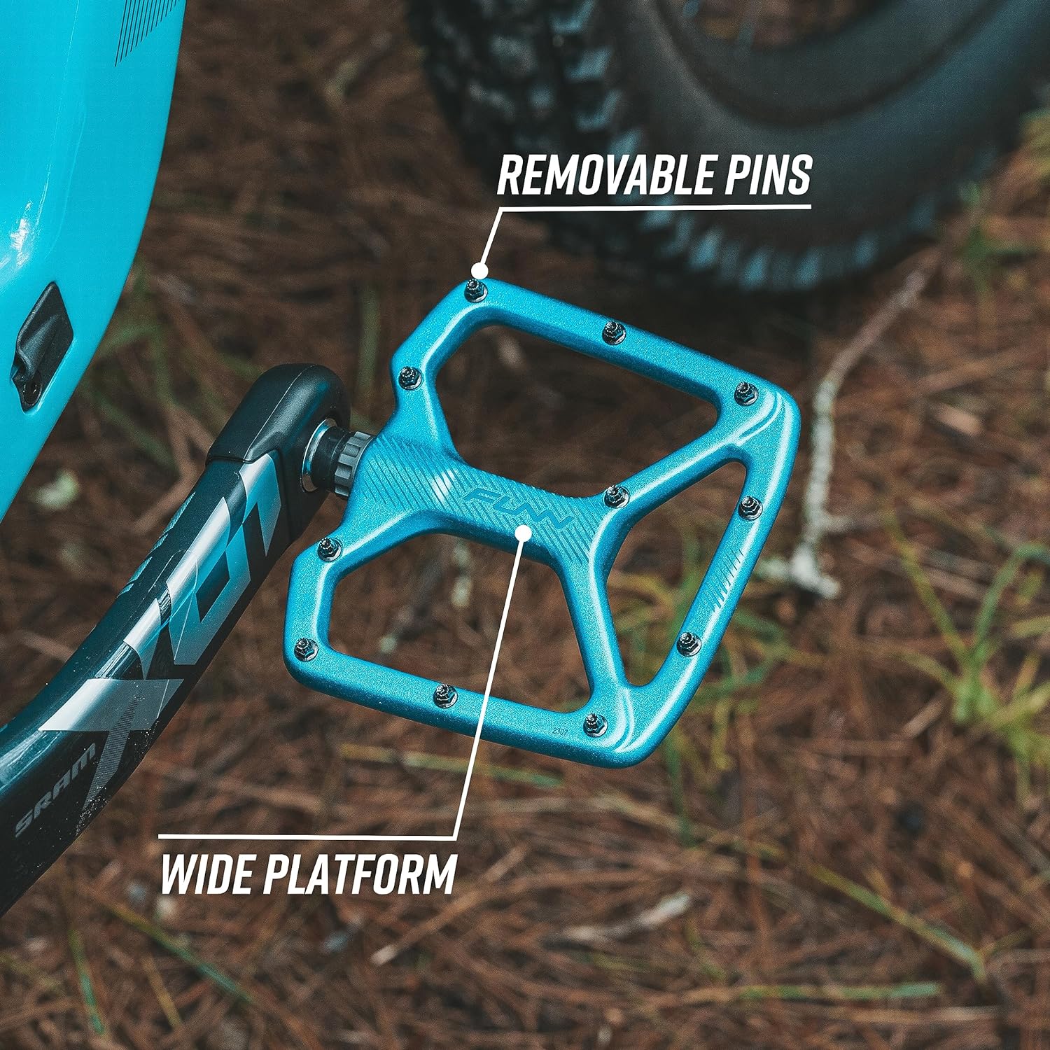 Funn Python – Pedales planos de bicicleta – Pedales de bicicleta de plataforma ancha para bicicleta de montaña BMXMTB, eje CrMo de 916 pulgadas