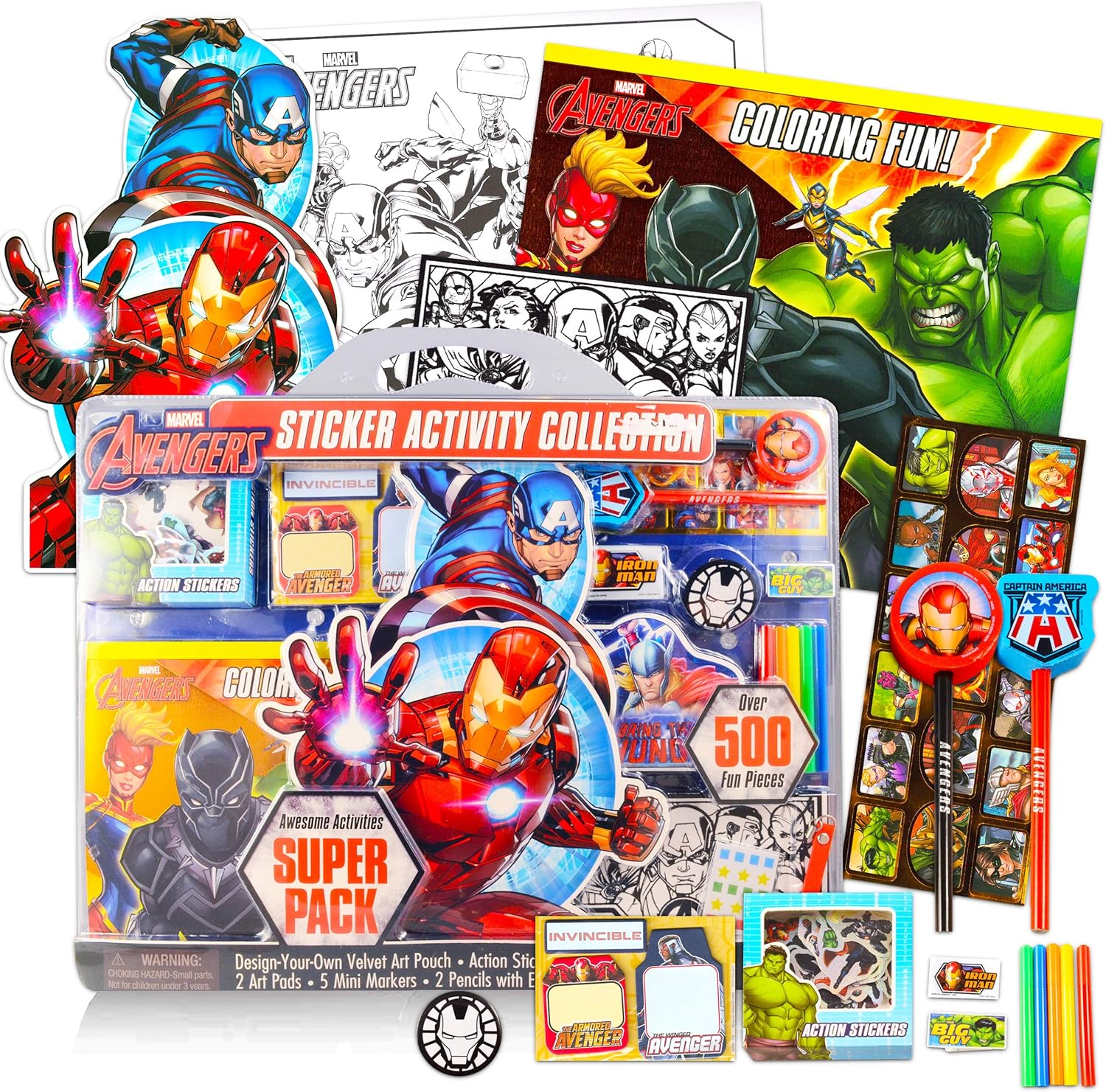 Marvel Avengers – Juego de actividades para niños, paquete de manualidades y manualidades de superhéroes con libro de actividades, almohadillas,