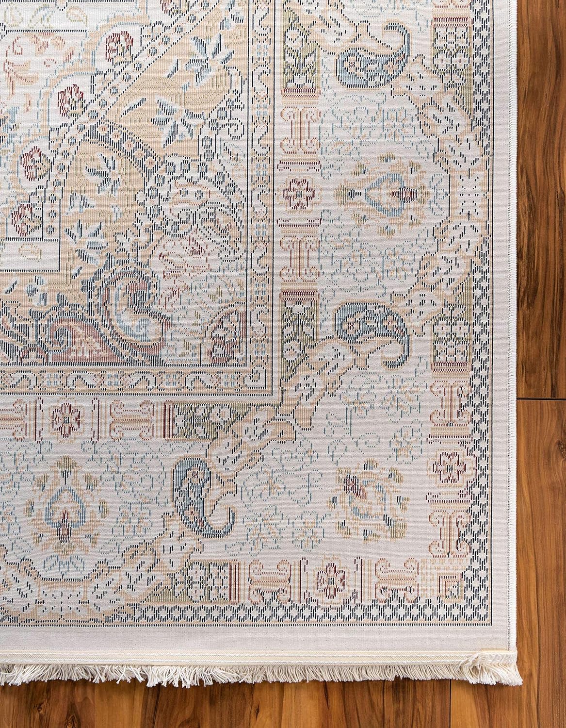 Unique Loom Narenj Collection – Alfombra clásica con diseño texturizado de medallón, 5 x 8 pies, color marfil y azul
