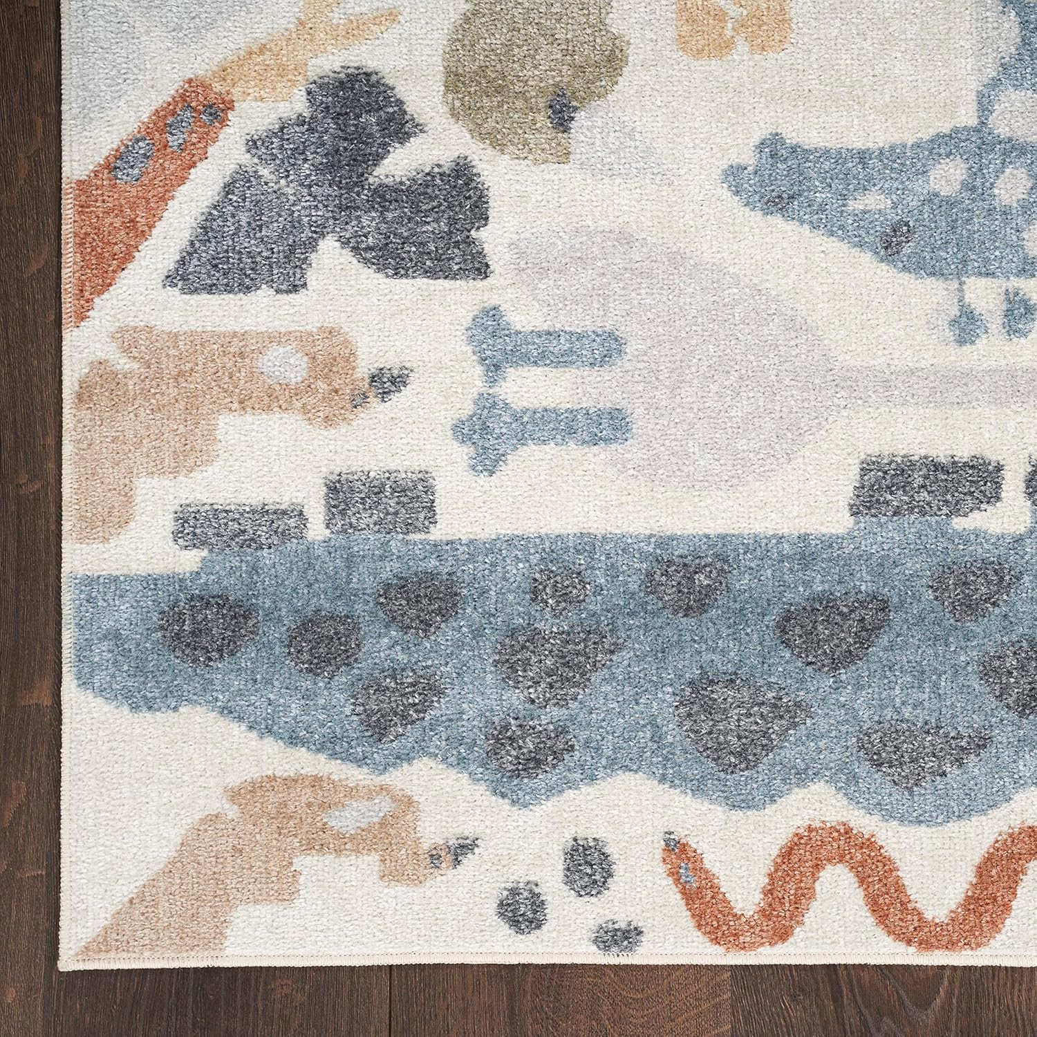 Nourison Astra – Alfombra lavable a máquina con diseño de animales marfil de 6 pies 7 pulgadas x 9 pies, fácil de limpiar, no se desprende,