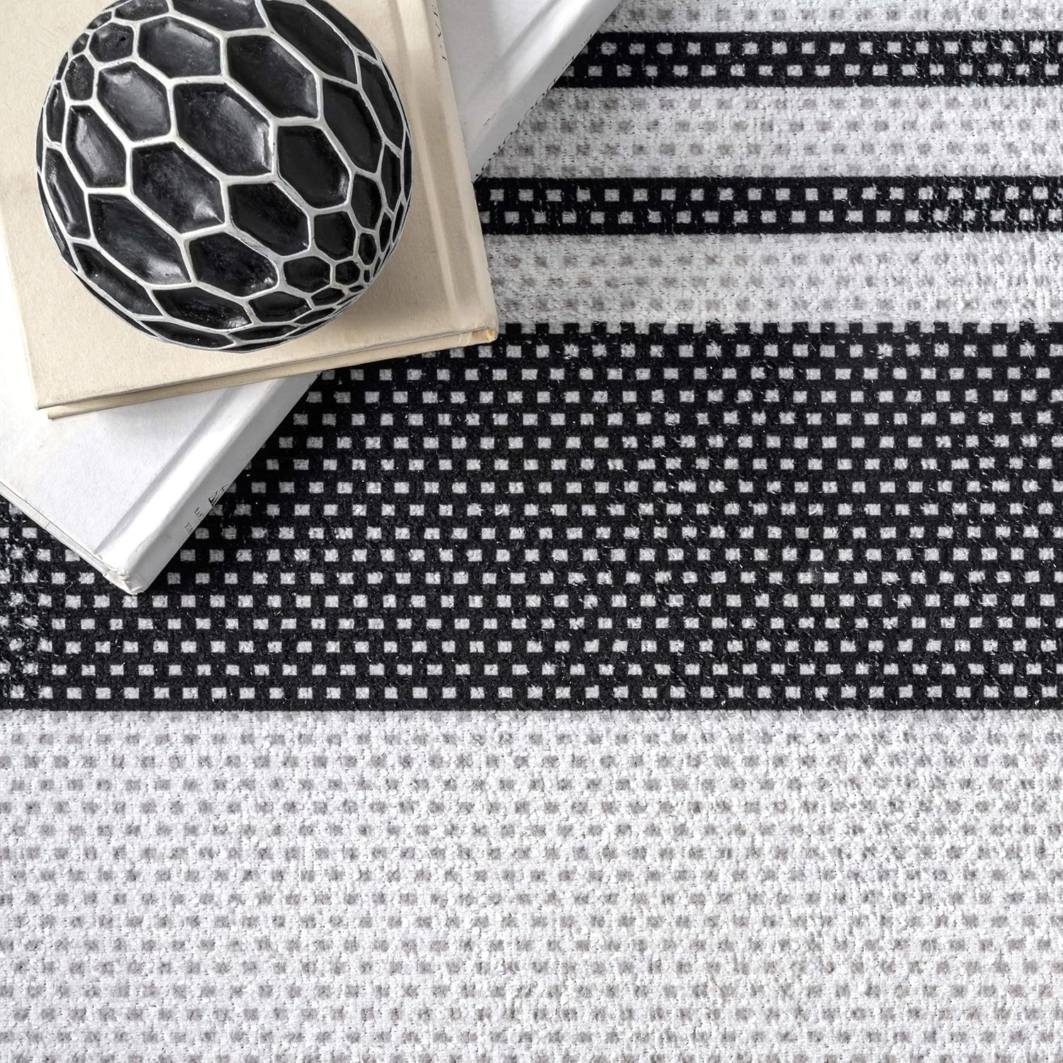 nuLOOM Lena Alfombra de área a rayas lavable a máquina, 5 x 8 pies, gris, rectangular