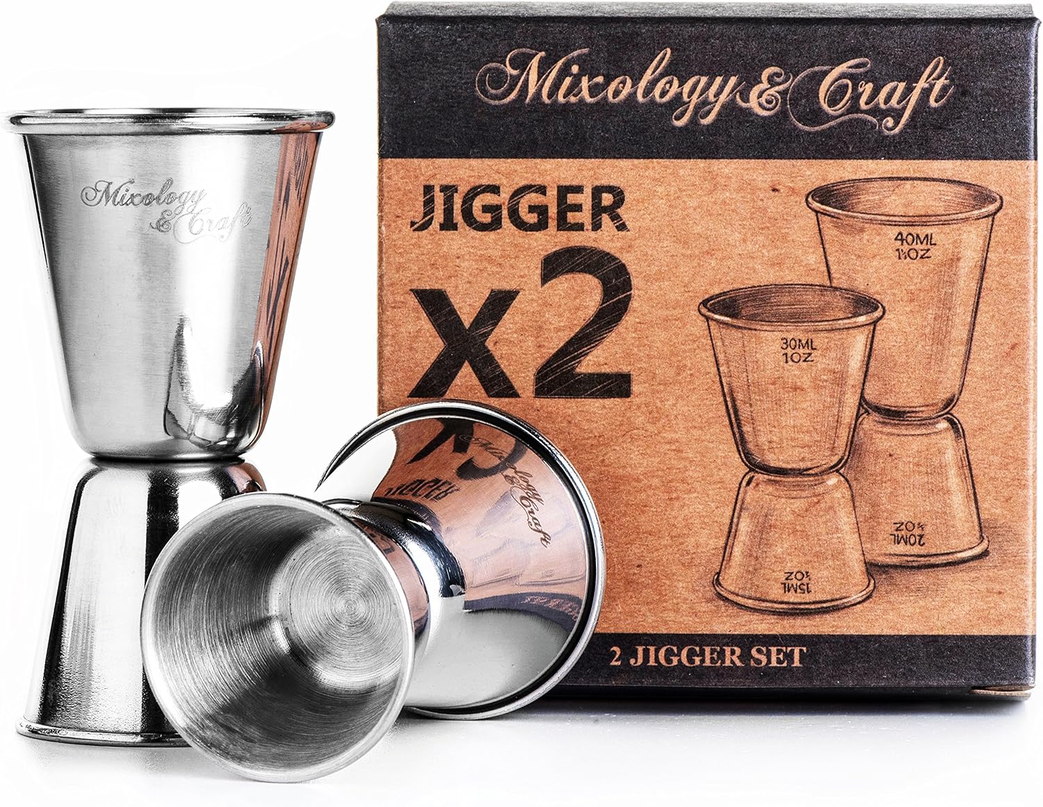 Juego de jigger de barra para camareros  Herramienta de medición de doble jiggers  2 jigger de cóctel de acero inoxidable con capacidad para  oz a 1