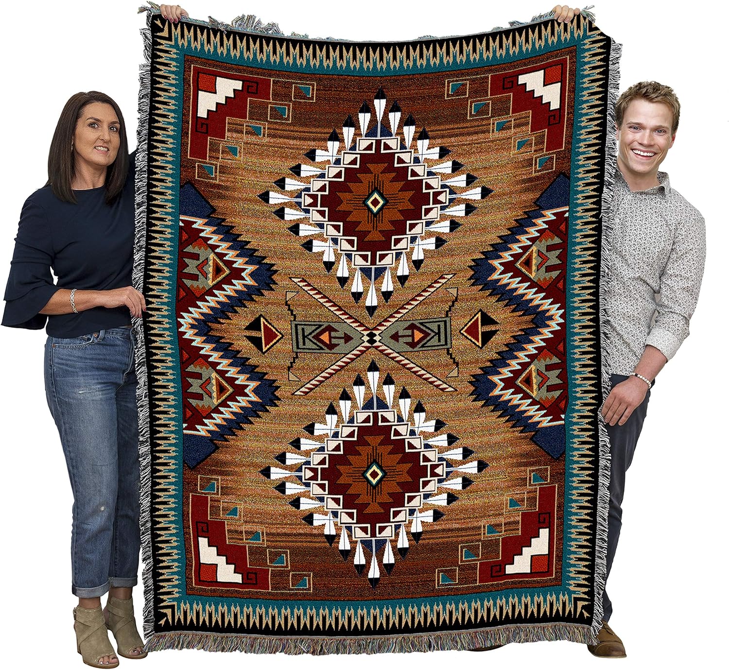 Pure Country Weavers  Cobija Mesquite Earth  Manta tejida con flecos de algodón EE. UU. 72×54
