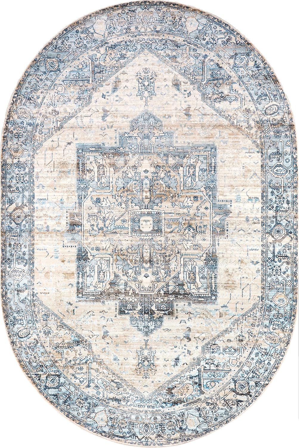 NuLOOM – Alfombra con diseño de medallón, con flecos, modelo Ethel