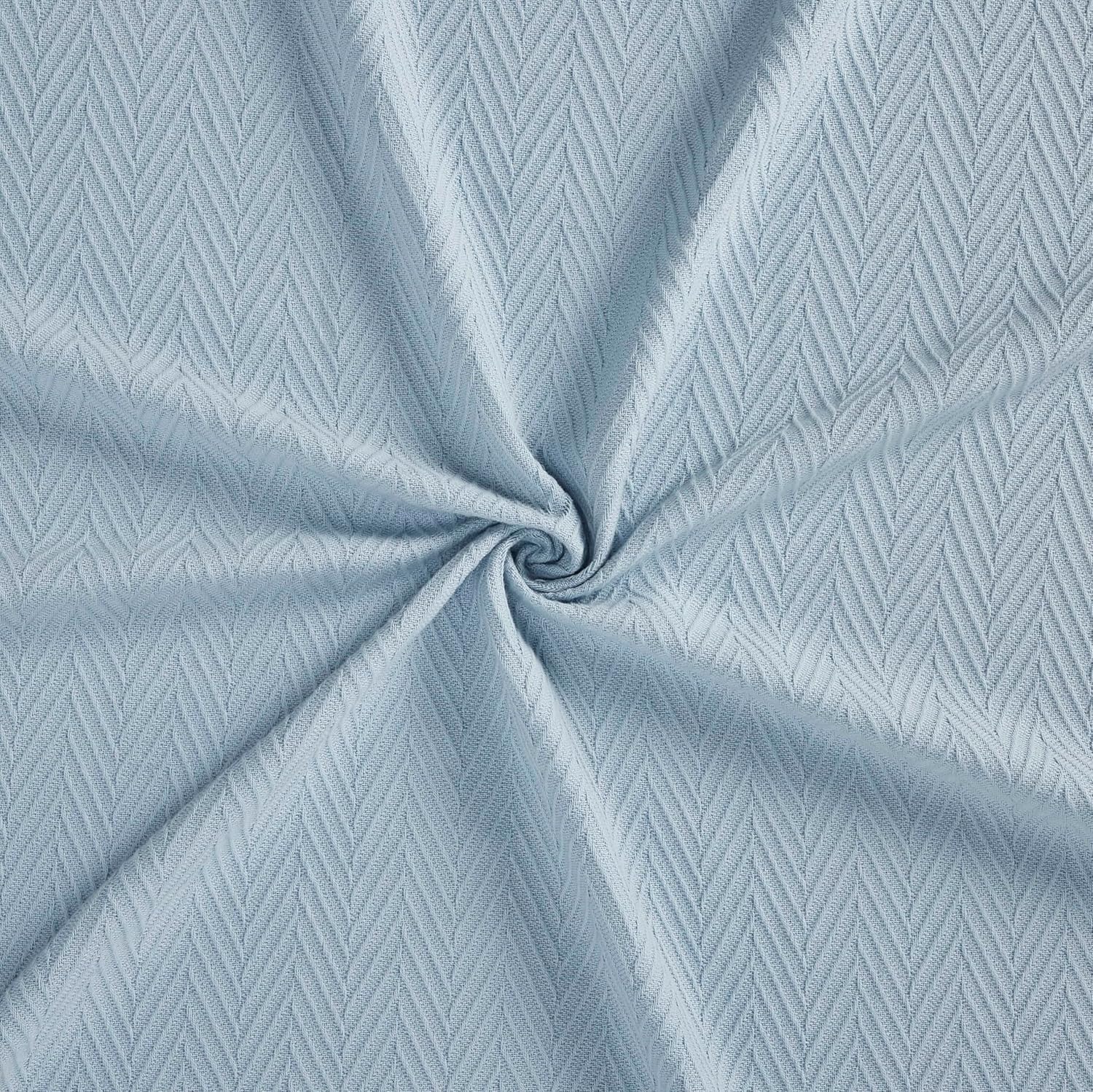 Superior Hroo Collection – Manta térmica de algodón para todas las estaciones, tejida en color azul claro, reversible, ultrasuave y cálida, manta de