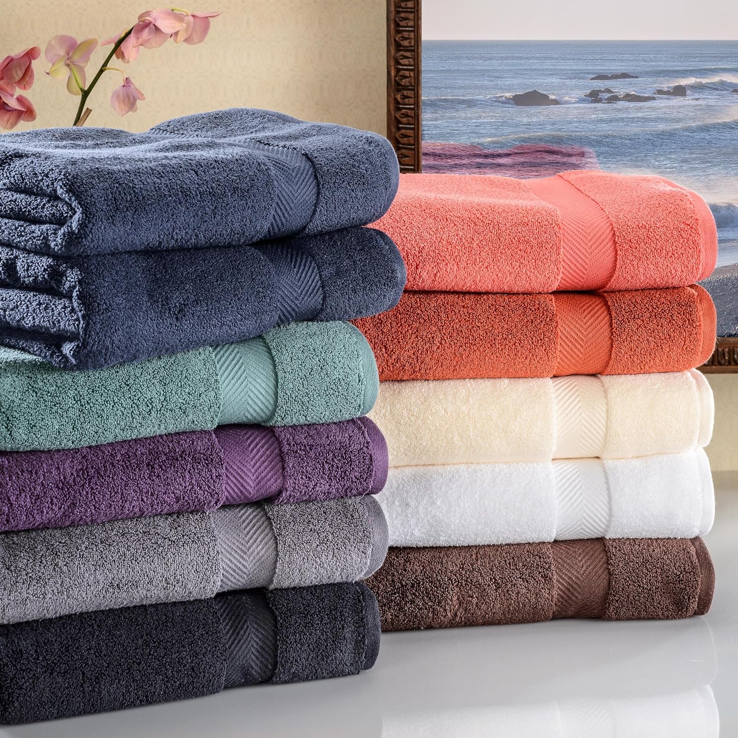 SUPERIOR Zero Twist – Juego de toallas de baño 100% de algodón, supersuaves, esponjosas y absorbentes, de calidad prémium, para baño, color gris