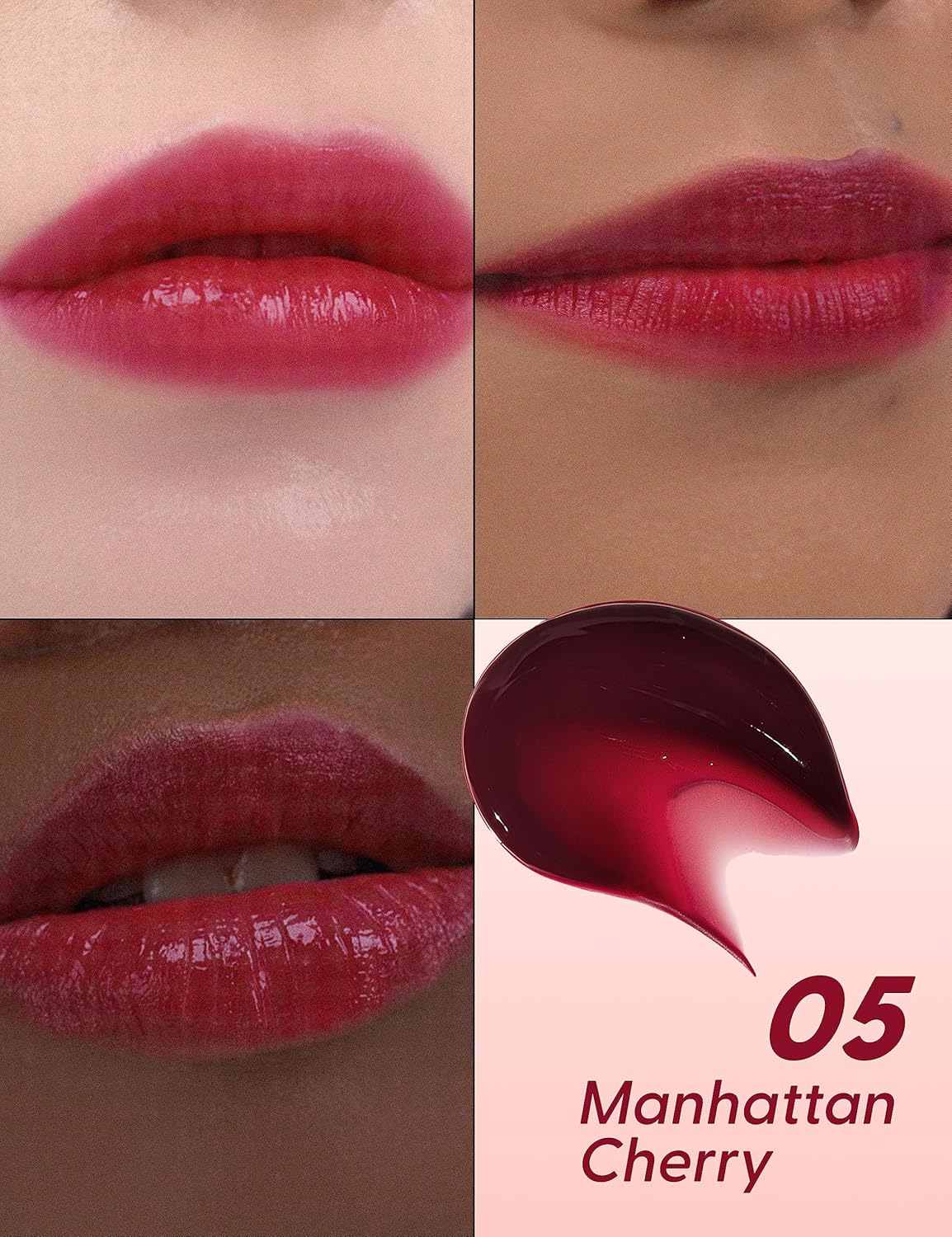 It’S SKIN Tincy – Tinte de labios semimate para todo el día, 0.13 onzas (05 Manhattan Cherry), sin transferencia, acabado satinado suave,