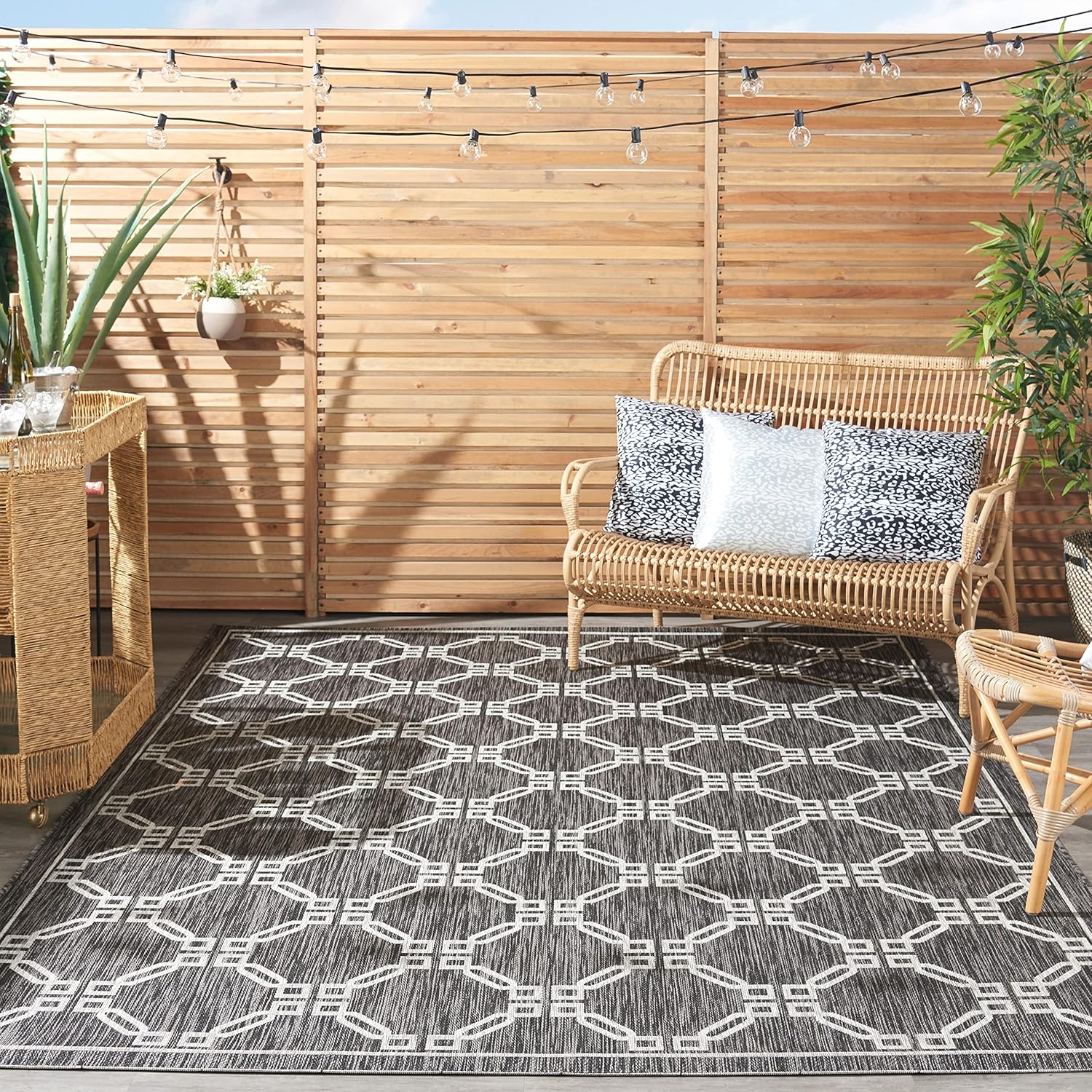 Nourison Garden Party – Alfombra de área de 2.2 x 7.6 pies, tradicional, enrejado, dormitorio, sala de estar, comedor, cocina, fácil limpieza, no se