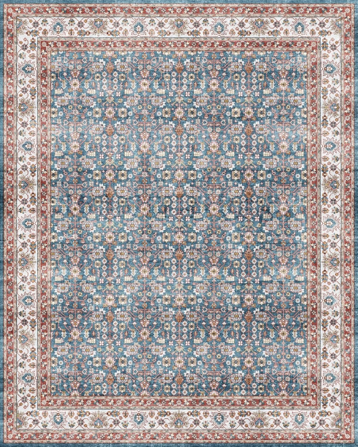 Dripex Alfombras de área de 8 x 10, vintage lavables para sala de estar, alfombra envejecida, oriental, antideslizante, resistente a las manchas,