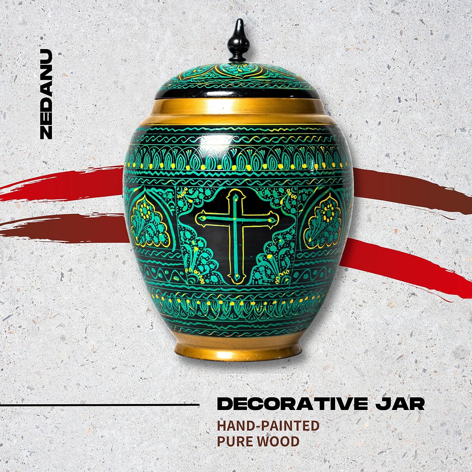 Tarro de madera con tapa, tarro decorativo, tarro de madera hecho a mano, tarro decorativo para decoración del hogar, hermoso centro de mesa para