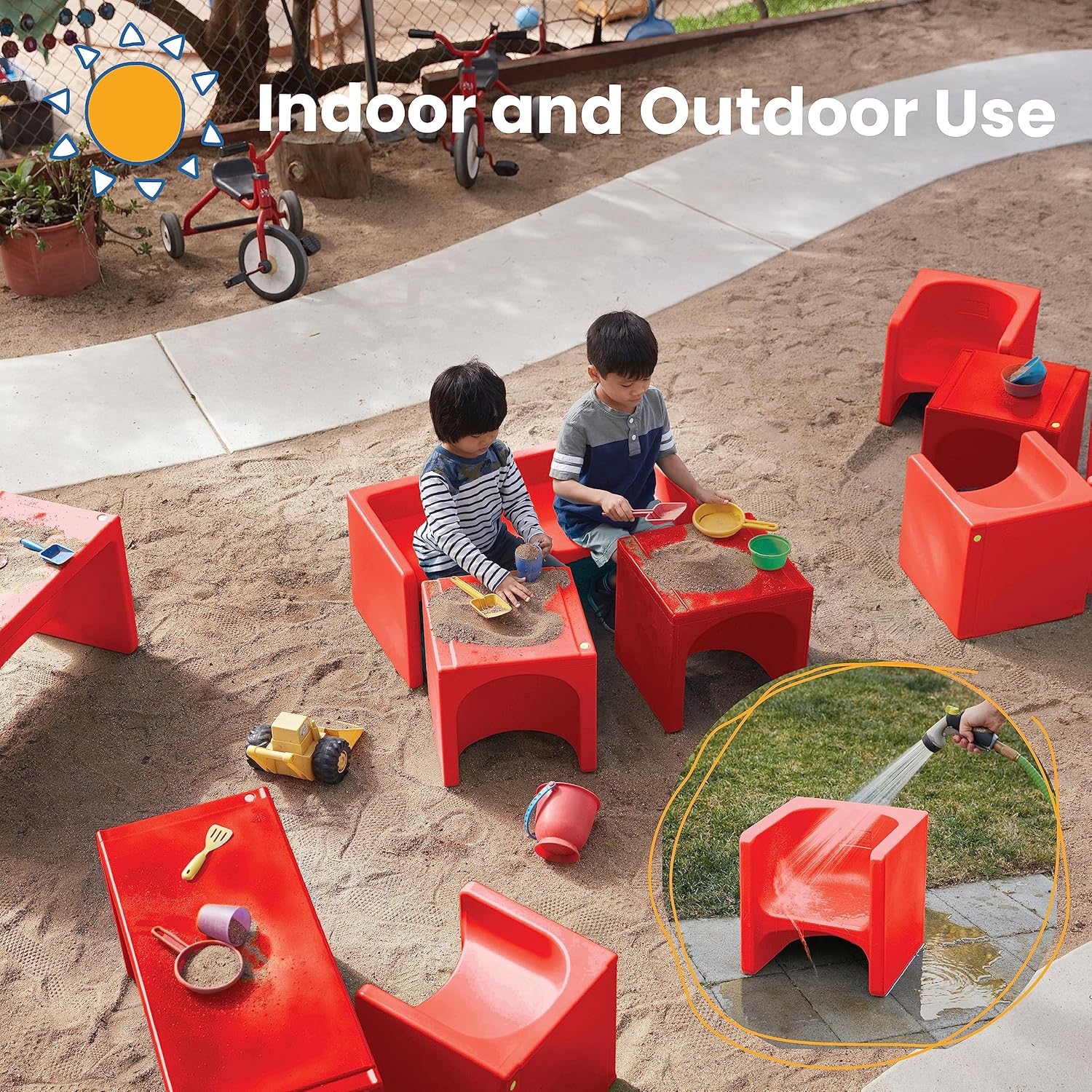 ECR4Kids Tri-Me 3 en 1 silla cubo, muebles para niños, rojo