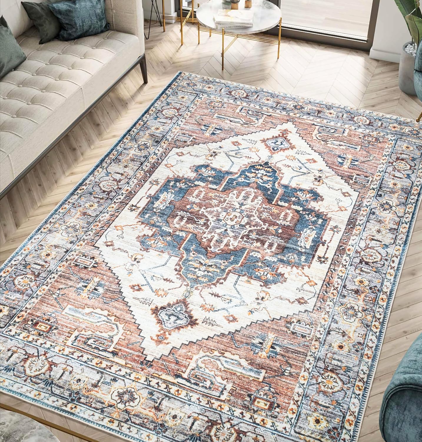 Keen Home Design Alfombras lavables a máquina con parte trasera antideslizante, ideal para pasillo, sala de estar, dormitorio, cocina y lavandería,