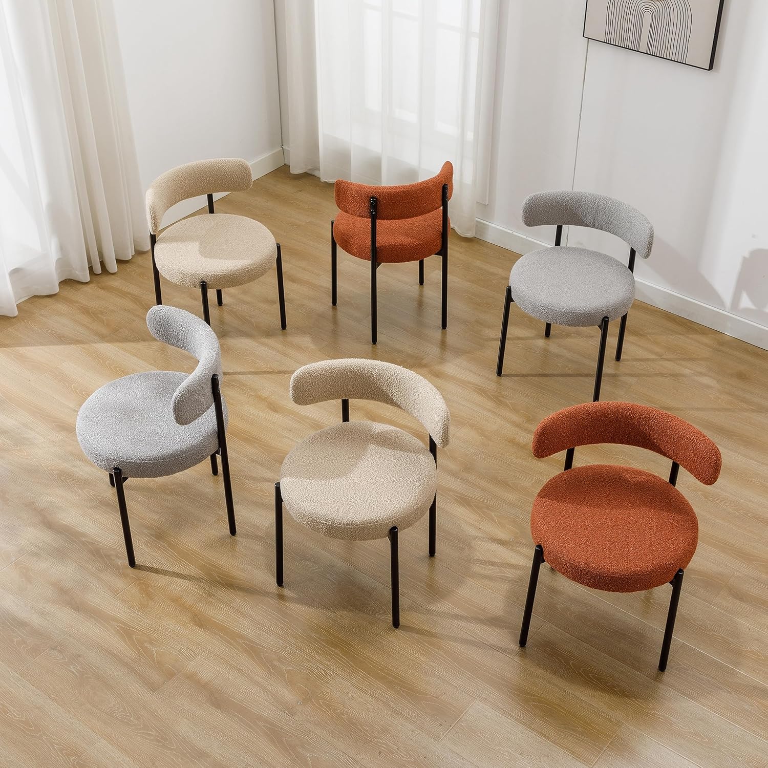 Locus Bono Boucle – Juego de 2 sillas de comedor, modernas sillas de comedor tapizadas, sillas de cocina sin brazos para comedor, sala de estar,