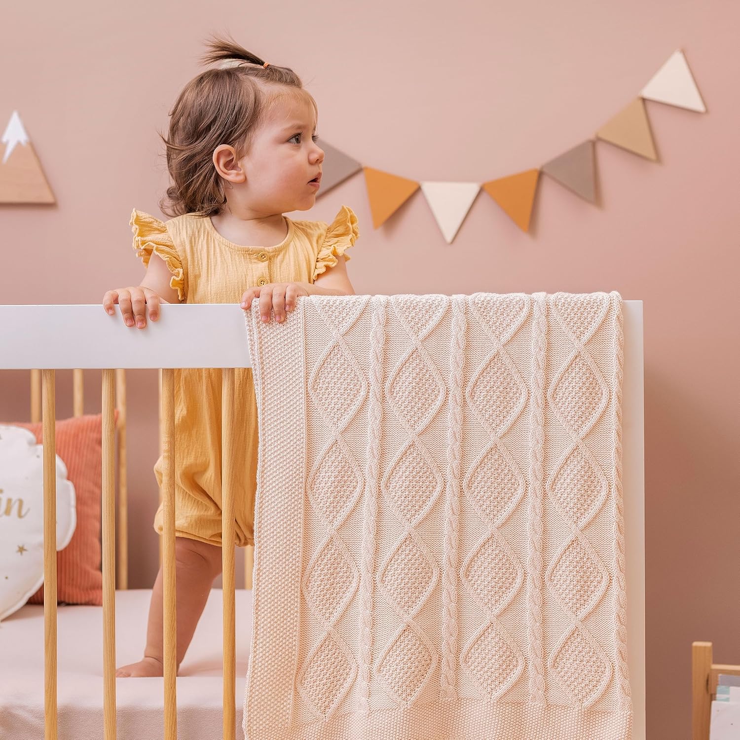 Haz lo que amas  Manta de punto para bebés para niñas y niños, suave y acogedora de algodón orgánico, manta de recepción para cuna, manta de regalo