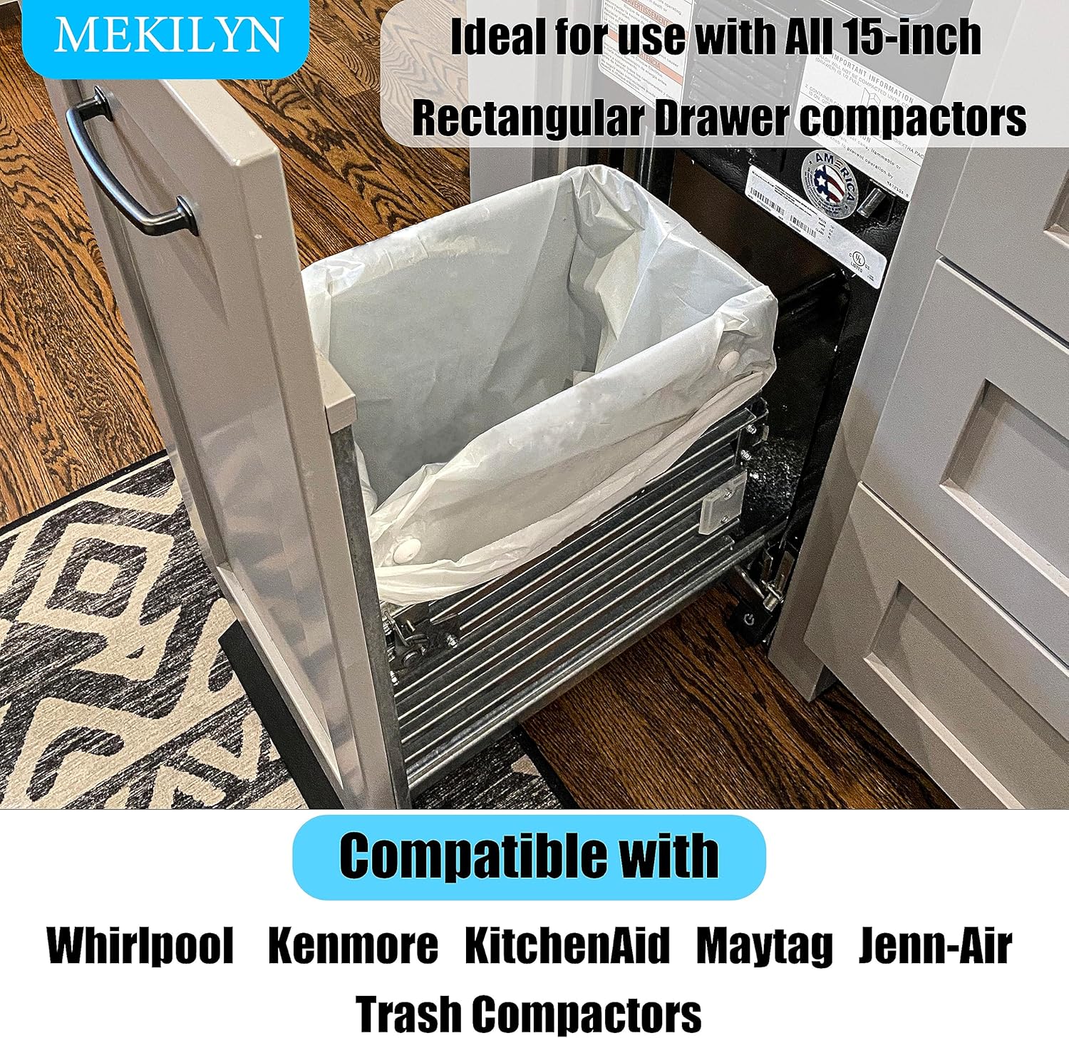 Paquete de 30 bolsas compactadoras de basura W10165293RB de 18 pulgadas compatibles con Whirlpool, Maytag, KitchenAid, Jenn-Air, Amana, Magic Chef,