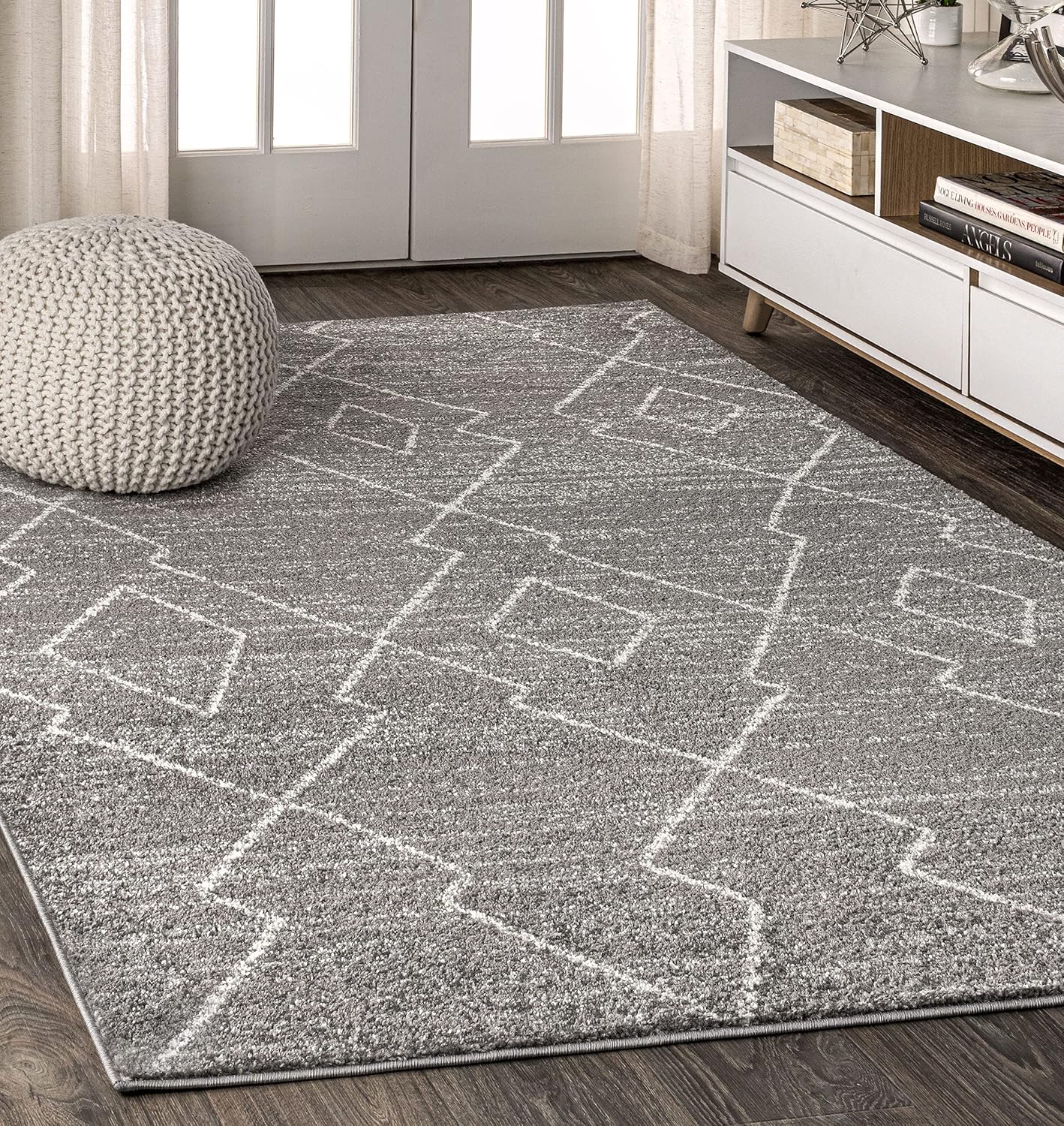 JONATHAN Y MOH202B-4 Alia – Alfombra marroquí Beni Souk para interiores de granja, estilo bohemio, minimalista, geométrico, fácil de limpiar, para