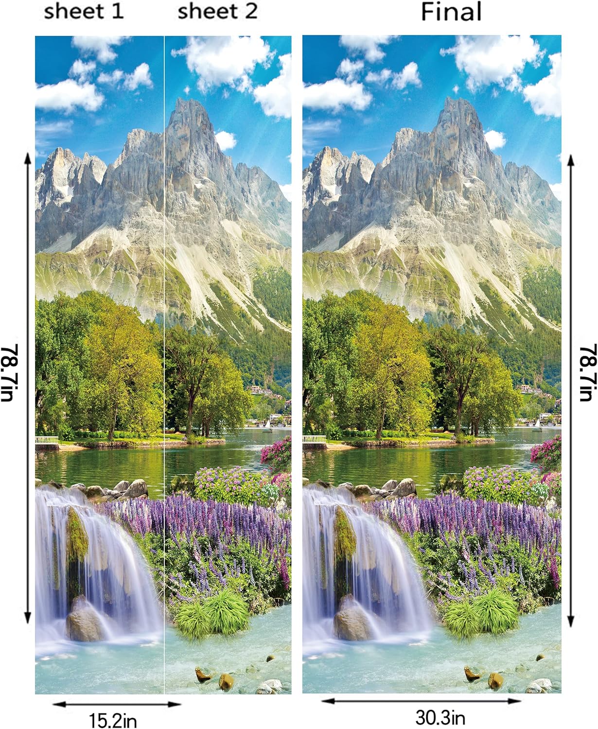 FLFK Adhesivo para puerta  Mural de puerta autoadhesivo extraíble para decoración del hogar, 30.3 pulgadas de ancho x 78.7 pulgadas de largo, juego